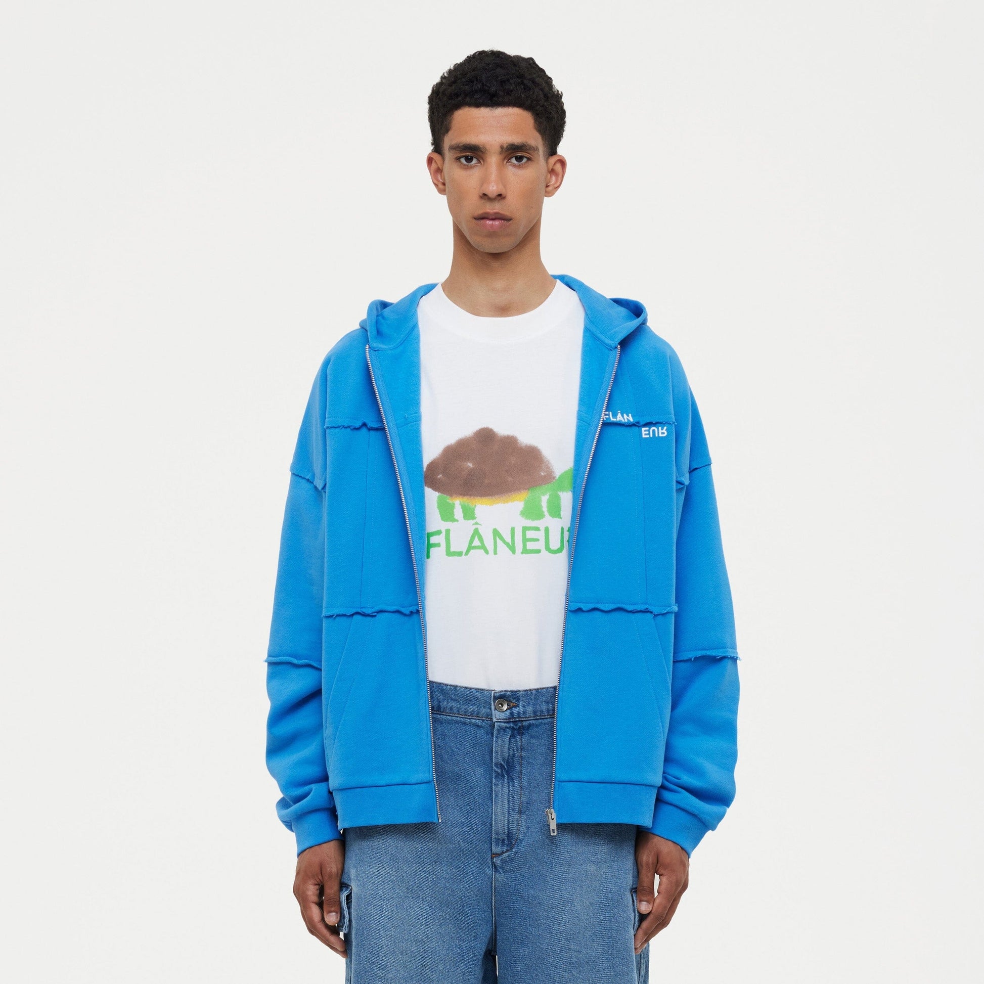 Cut & Sew Zip-Up Hoodie | Cobalt Blue