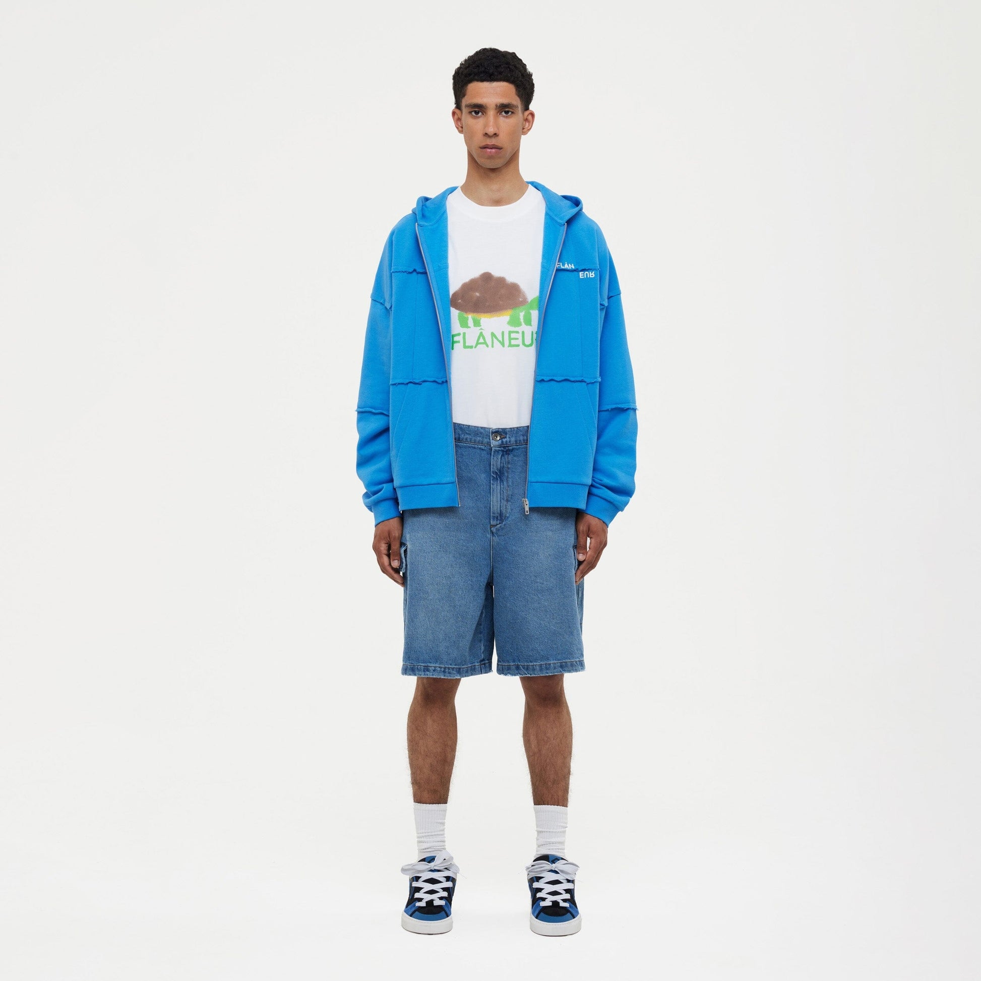 Cut & Sew Zip-Up Hoodie | Cobalt Blue