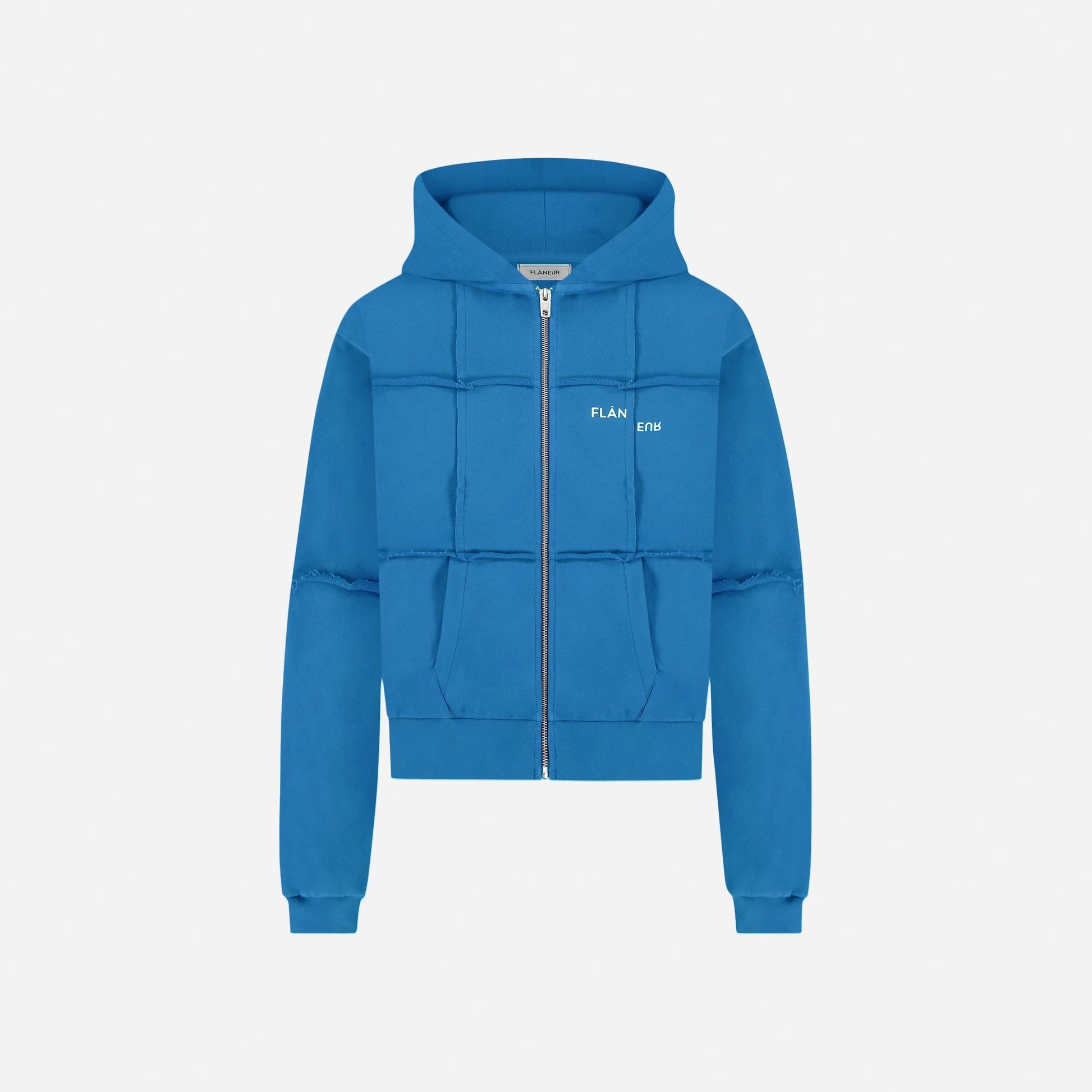 Cut & Sew Zip-Up Hoodie | Cobalt Blue