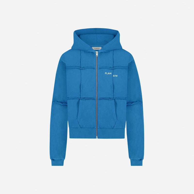 Cut & Sew Zip-Up Hoodie | Cobalt Blue