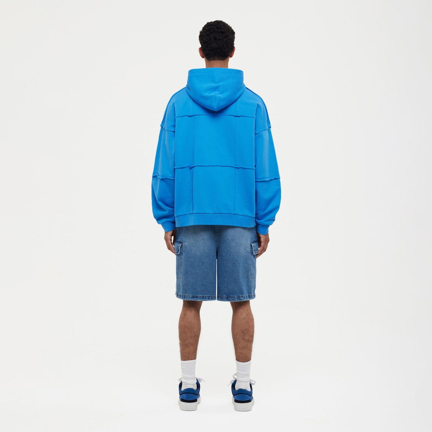 Cut & Sew Zip-Up Hoodie Cobalt Blue