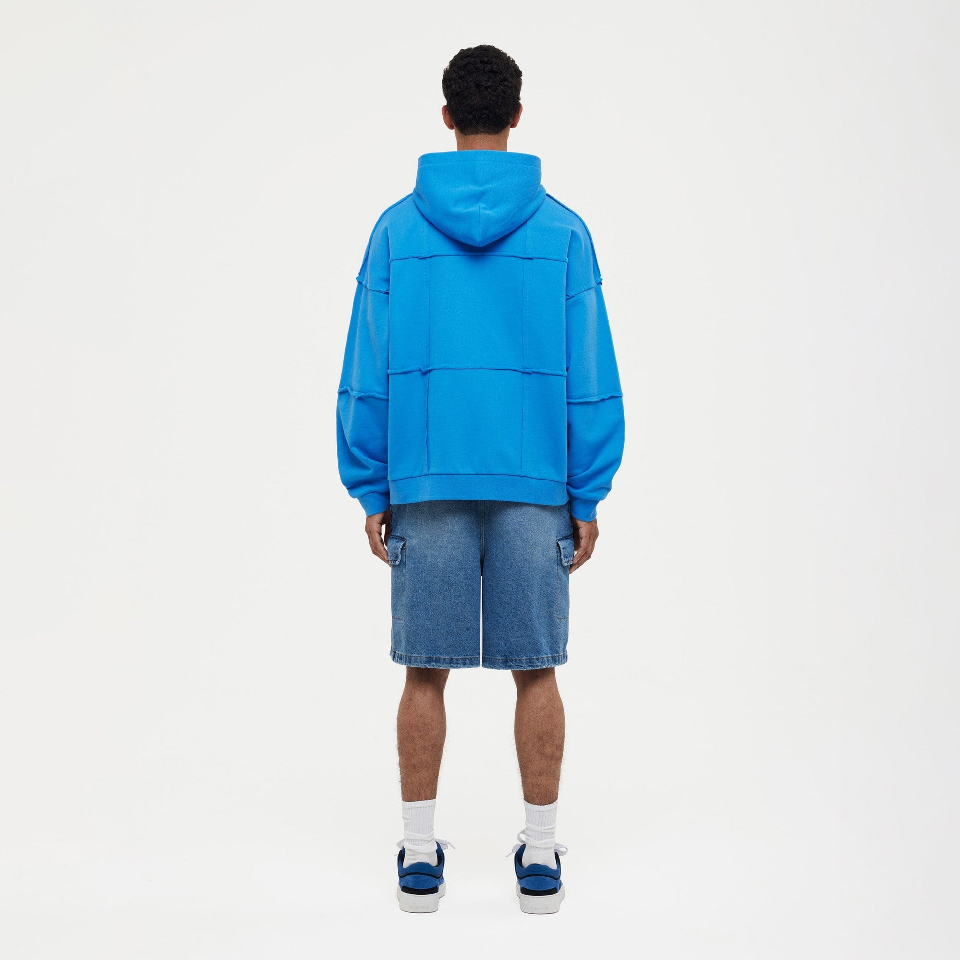 Cut & Sew Zip-Up Hoodie Cobalt Blue