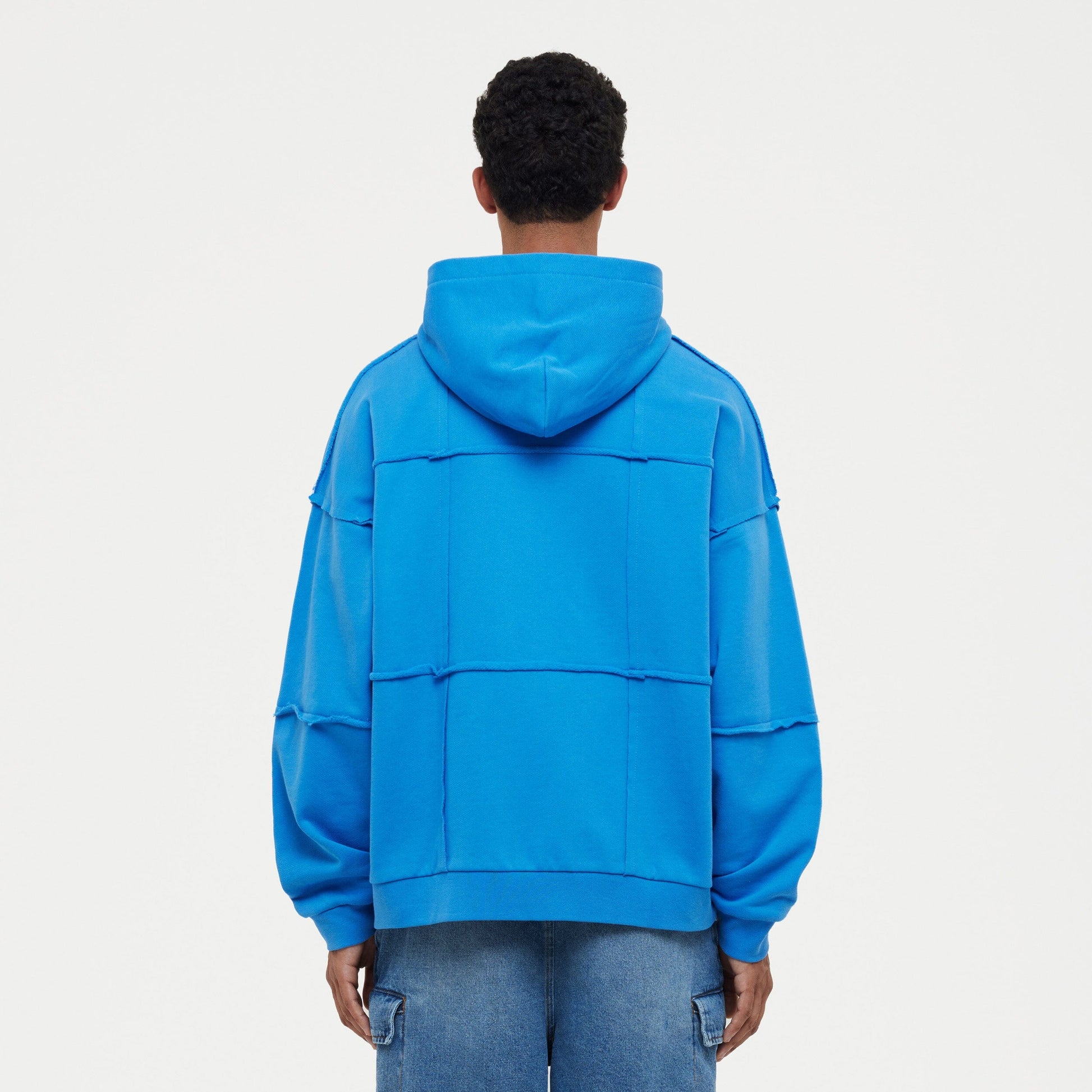 Cut & Sew Zip-Up Hoodie Cobalt Blue