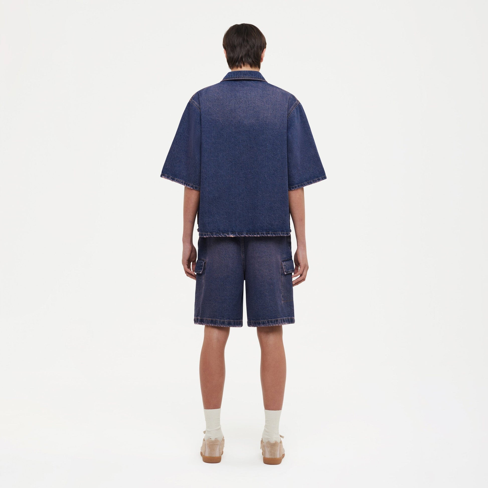 Denim Cargo Shorts Violet Wash