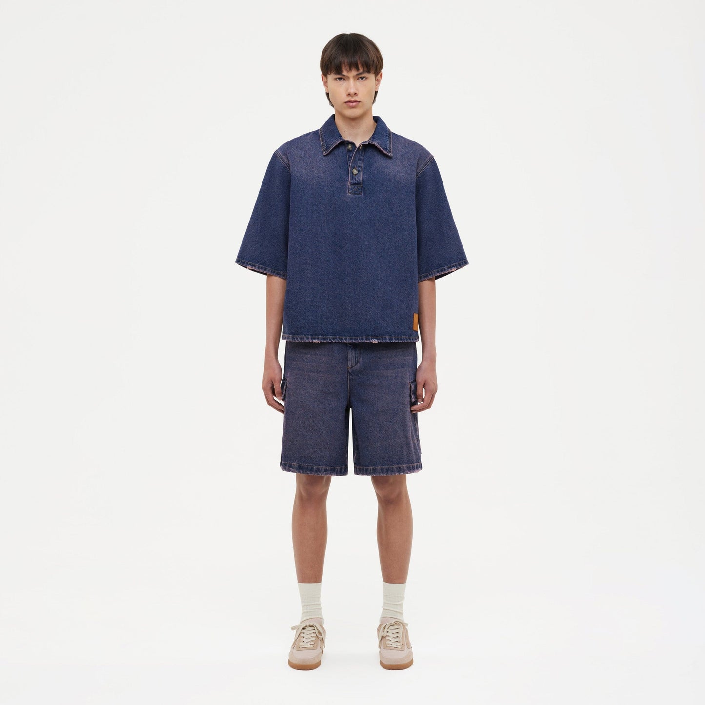 Denim Cargo Shorts Violet Wash