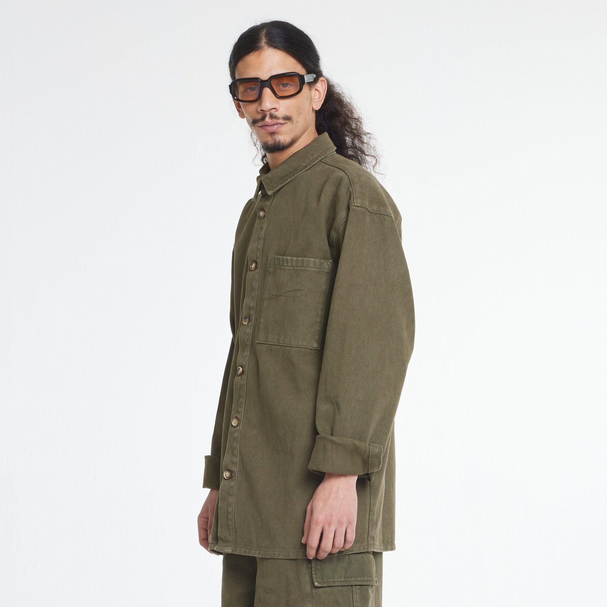Denim Shirt | Army Green