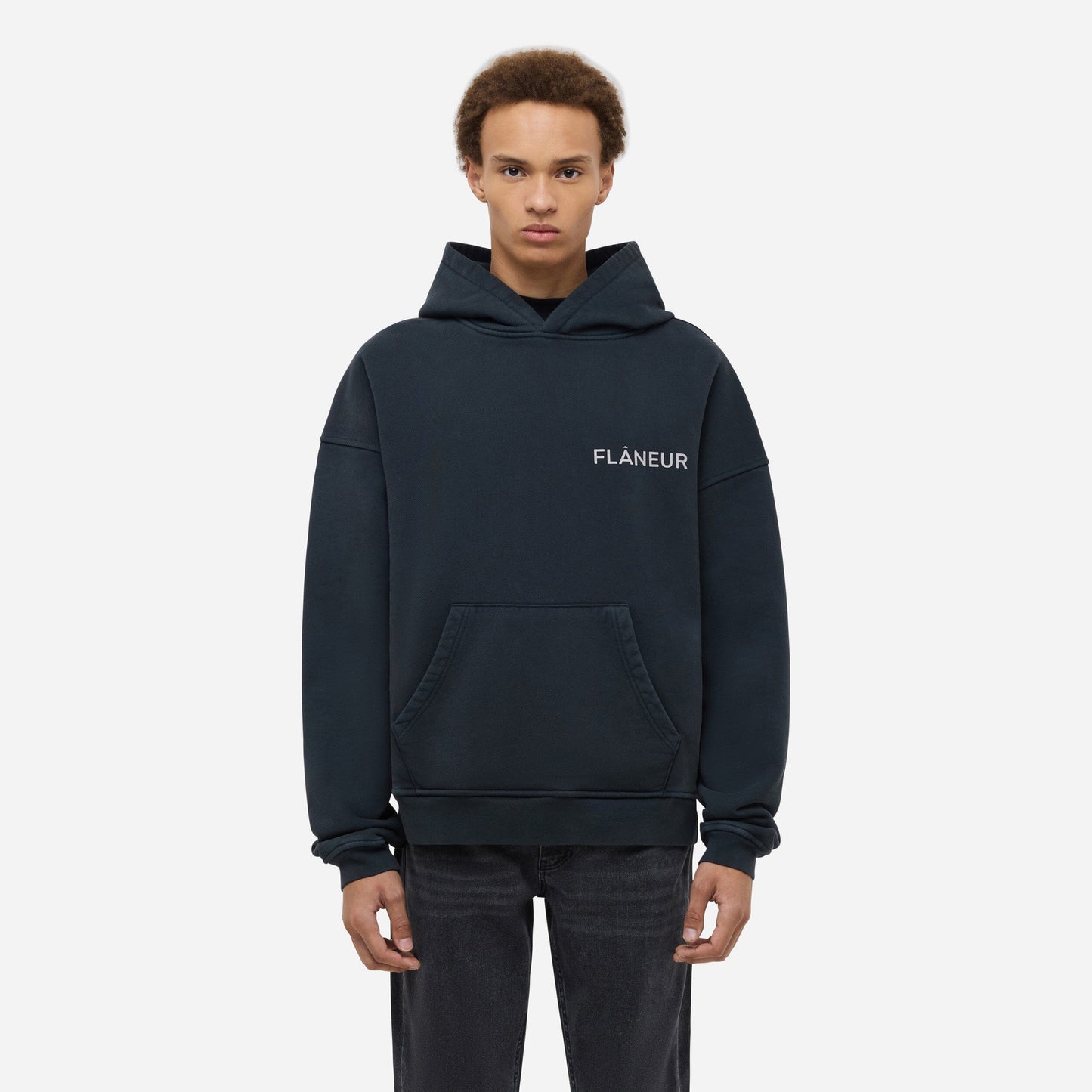 Double Logo Washed Hoodie (500GSM) | Black