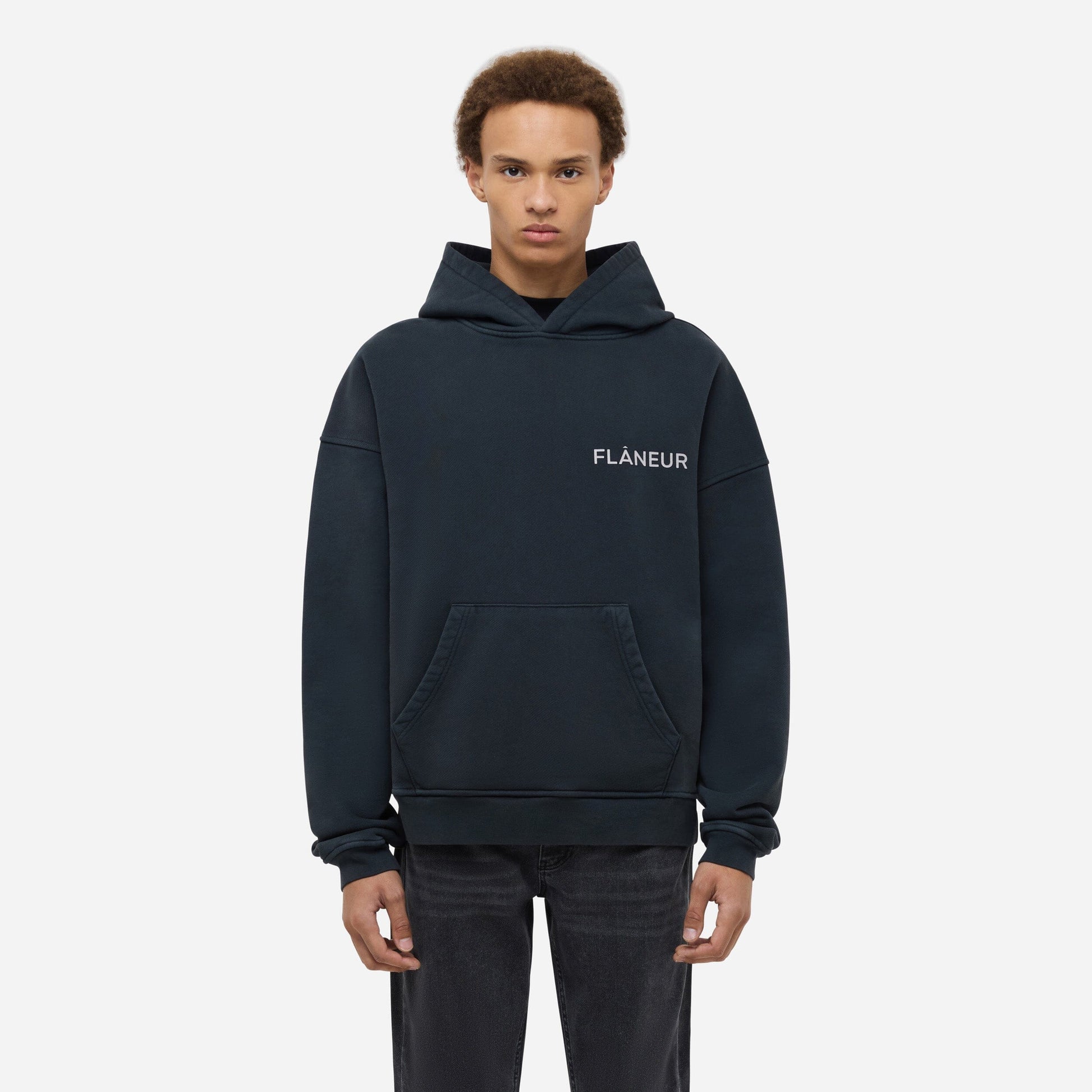 Double Logo Washed Hoodie (500GSM) | Black