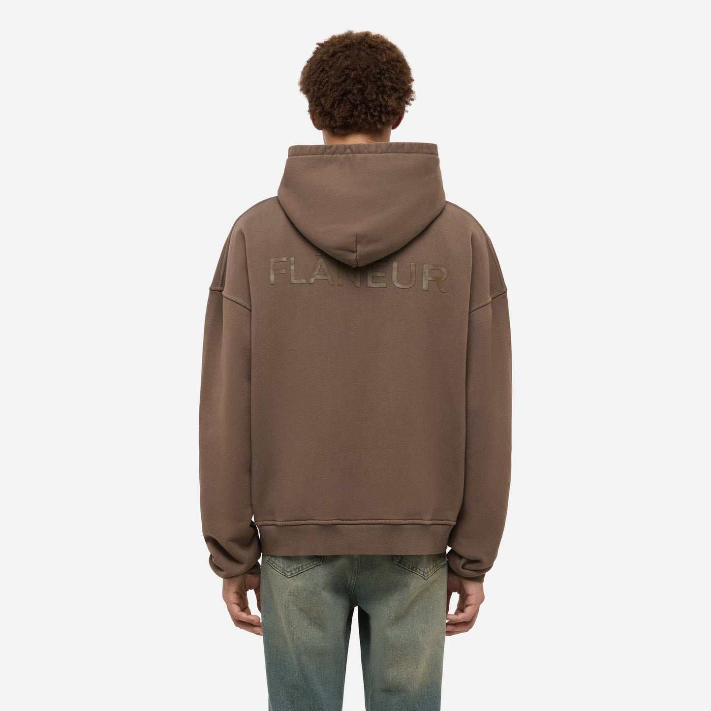 Double Logo Washed Hoodie (500GSM) | Brown