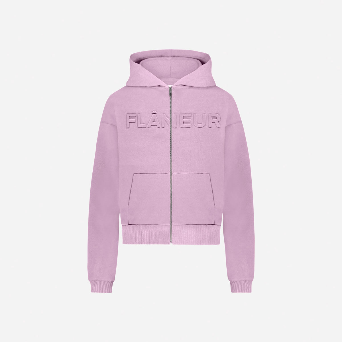Embossed Zip-Up Hoodie | Mauve