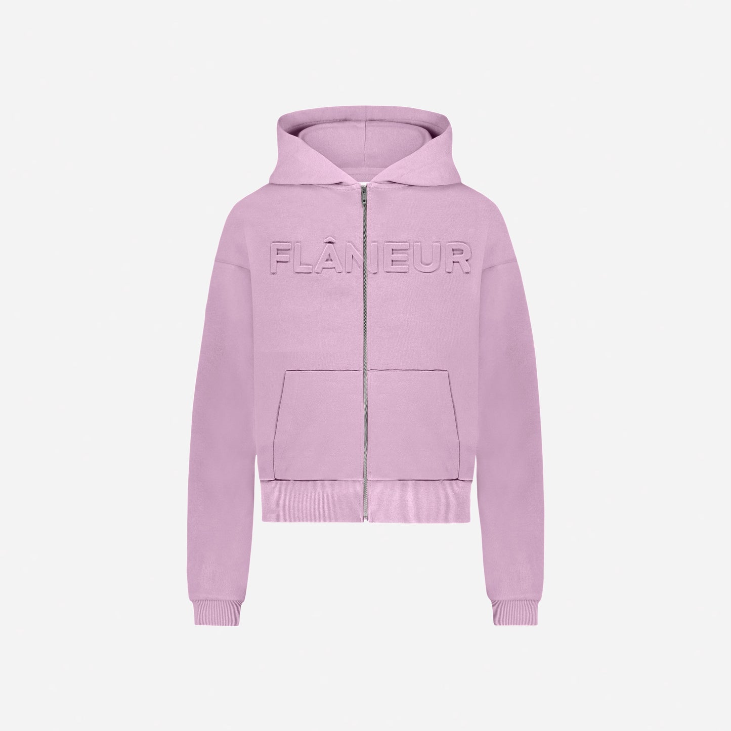 Embossed Zip-Up Hoodie Mauve