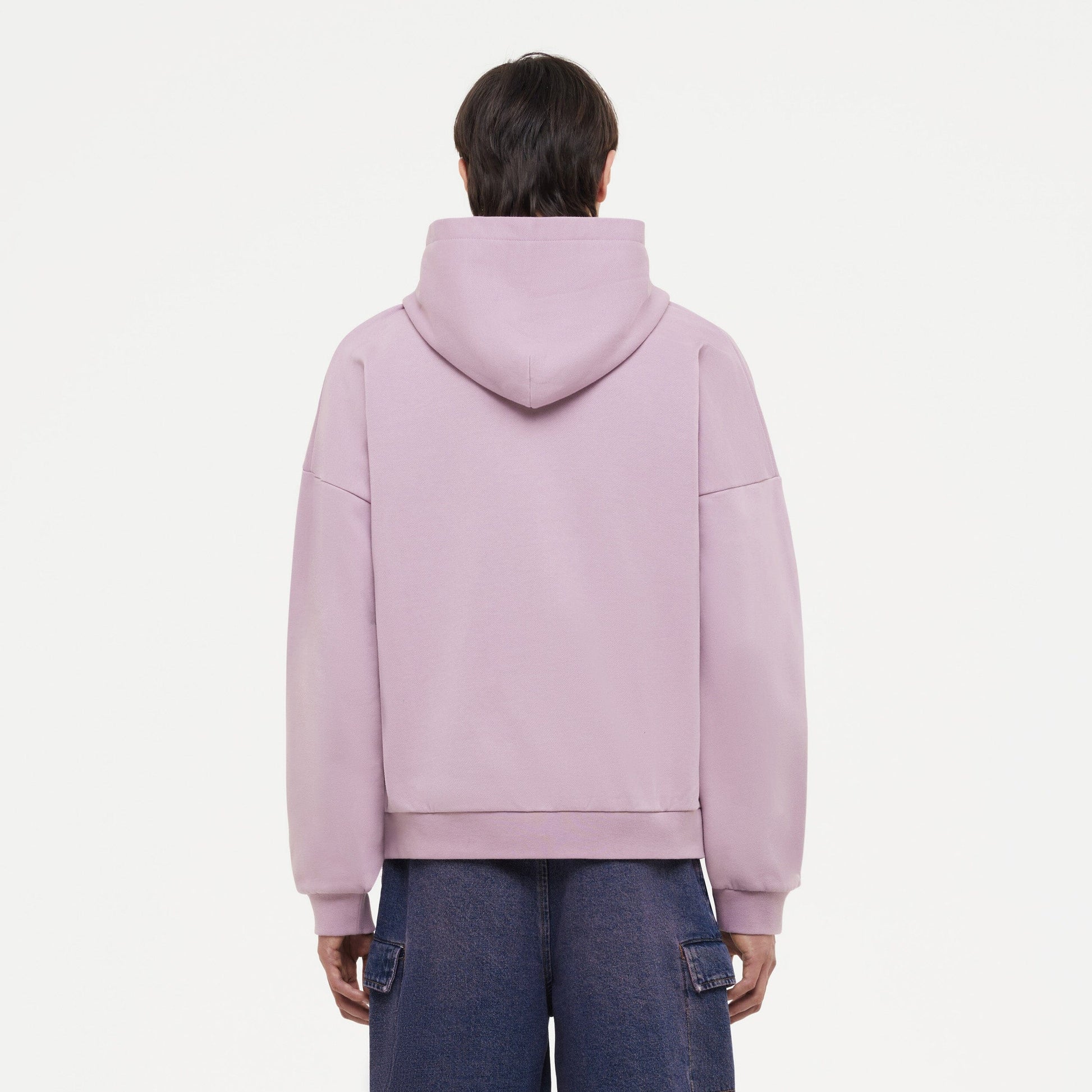 Embossed Zip-Up Hoodie Mauve