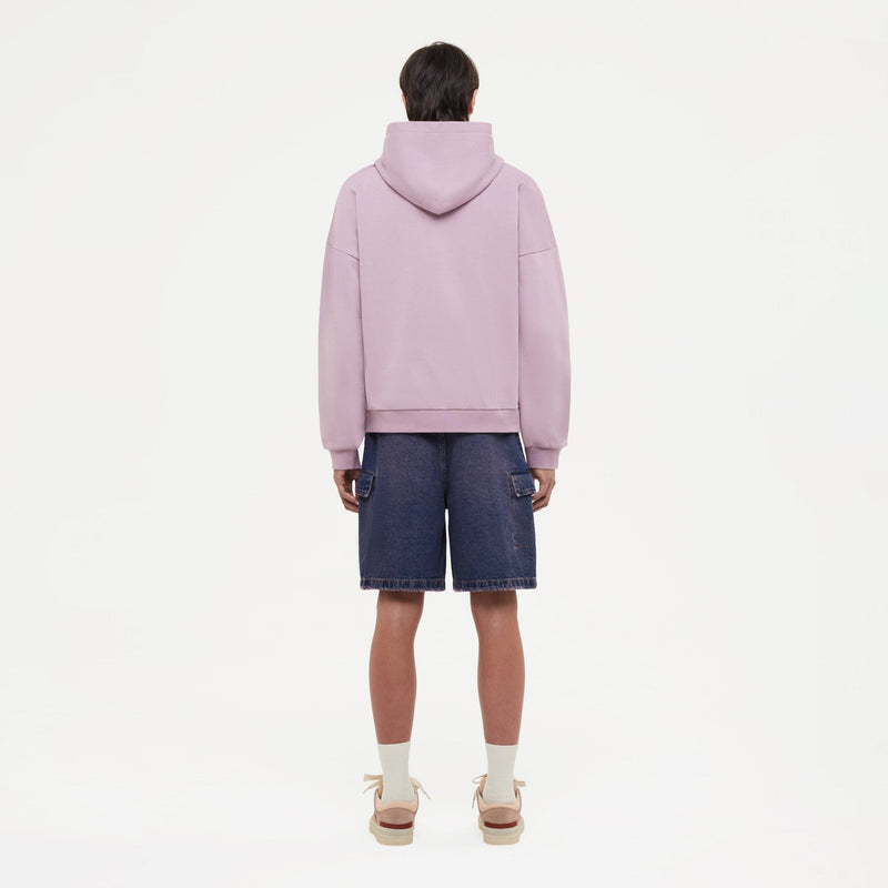 Embossed Zip-Up Hoodie | Mauve