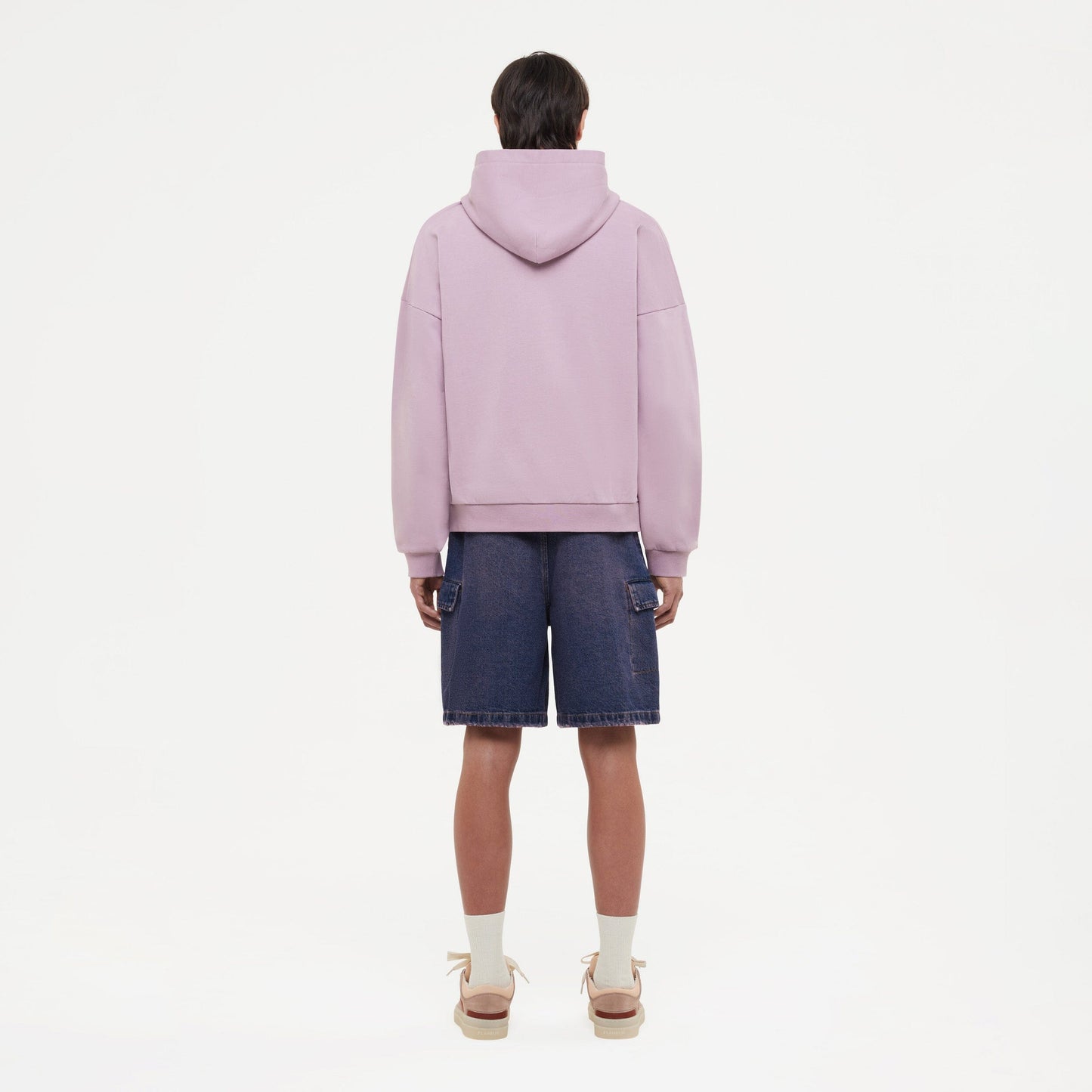 Embossed Zip-Up Hoodie Mauve