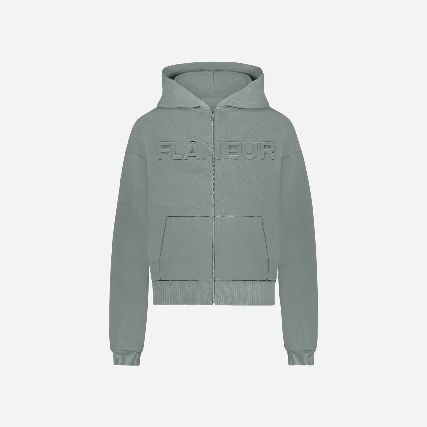 Embossed Zip-Up Hoodie | Midnight Blue
