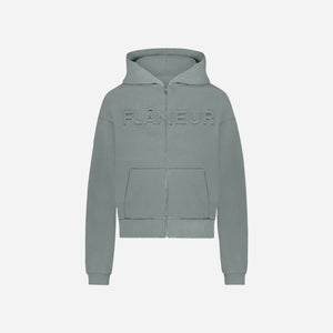 Embossed Zip-Up Hoodie | Midnight Blue