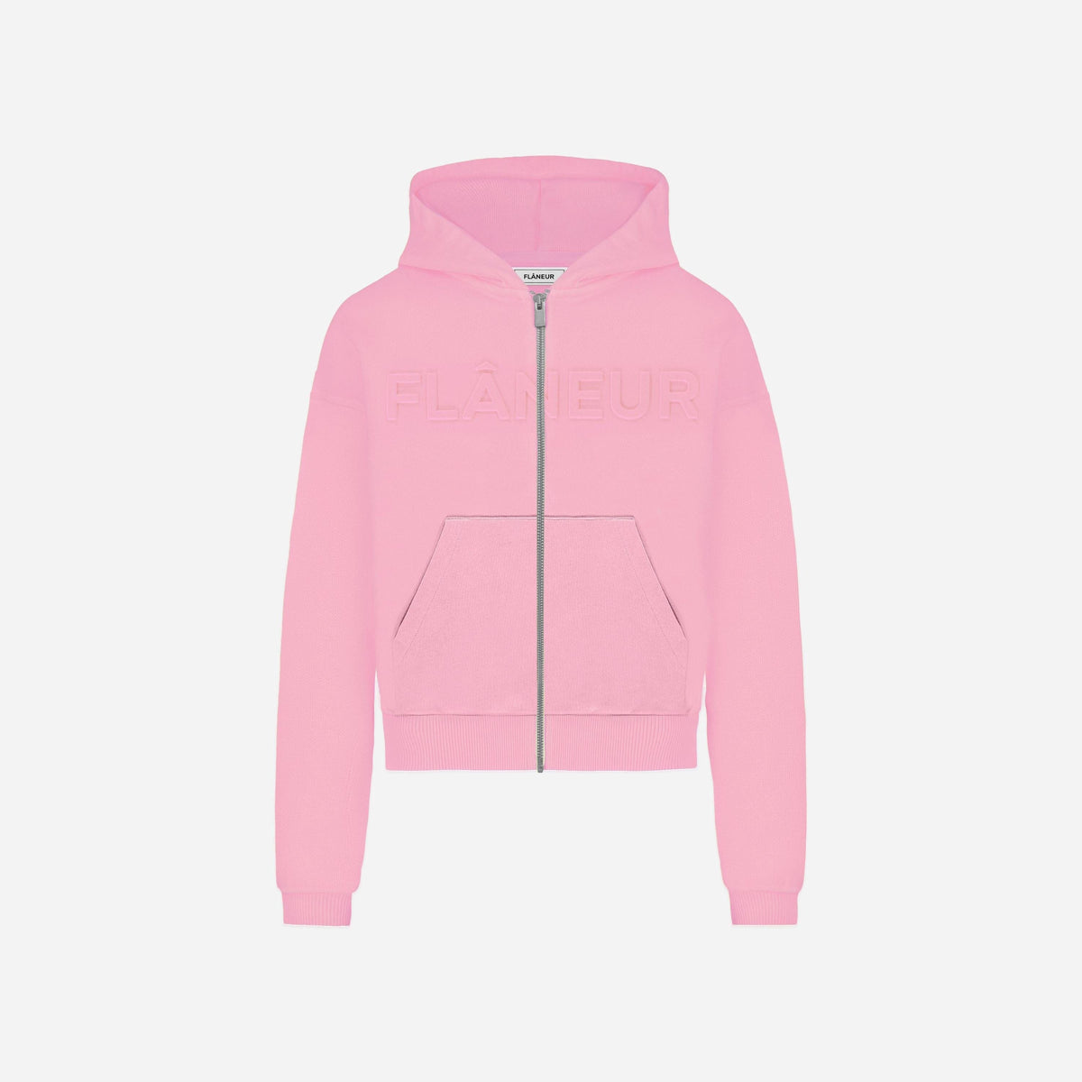 Embossed Zip-Up Hoodie | Pink