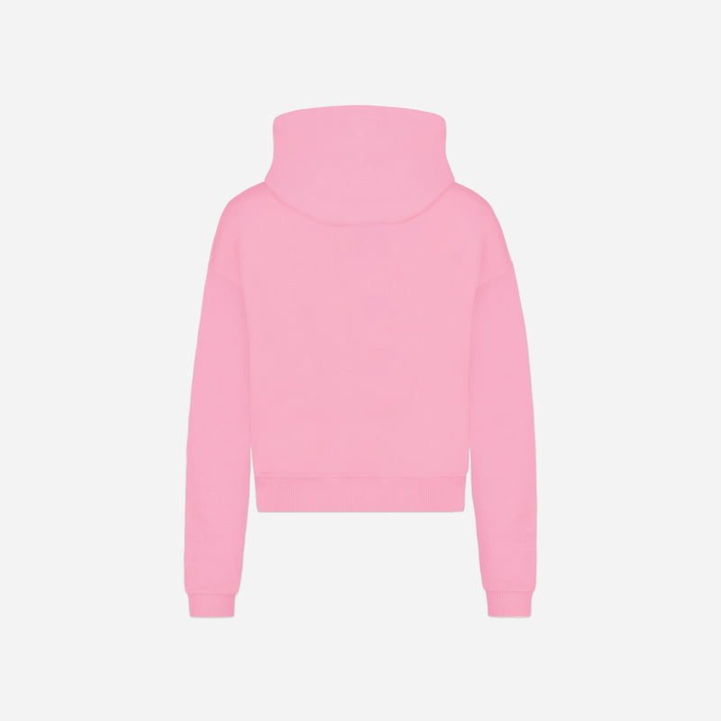 Embossed Zip-Up Hoodie | Pink
