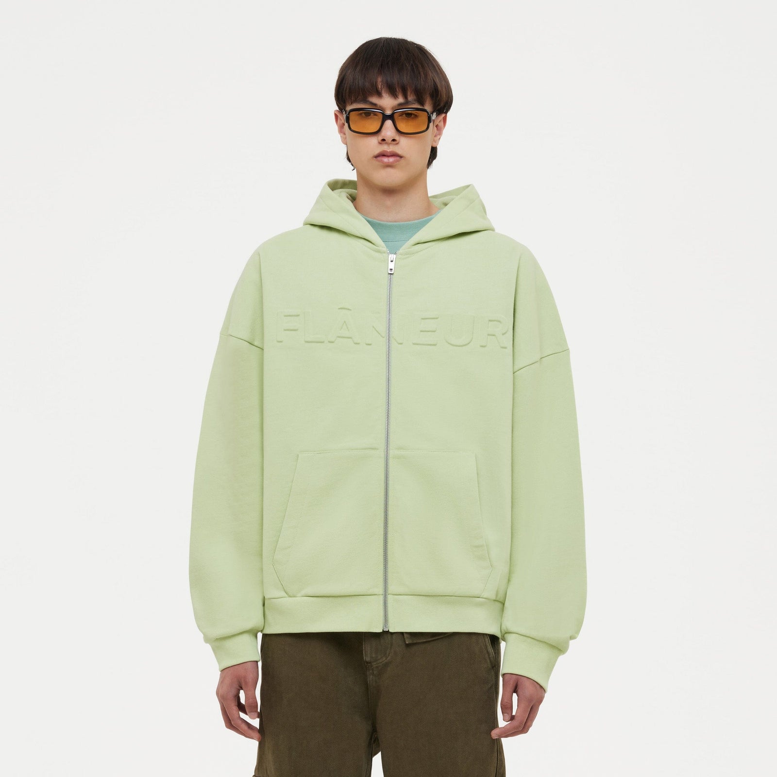 Embossed Zip-Up Hoodie | Resin