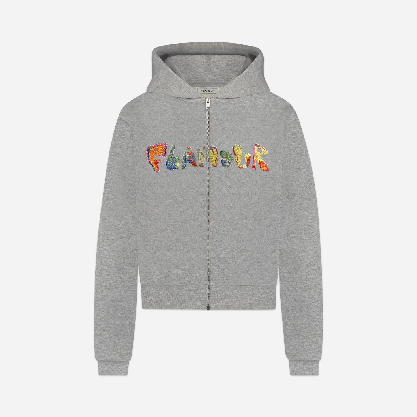 Embroidered Markerstift Zip-Up Hoodie Heather Grey