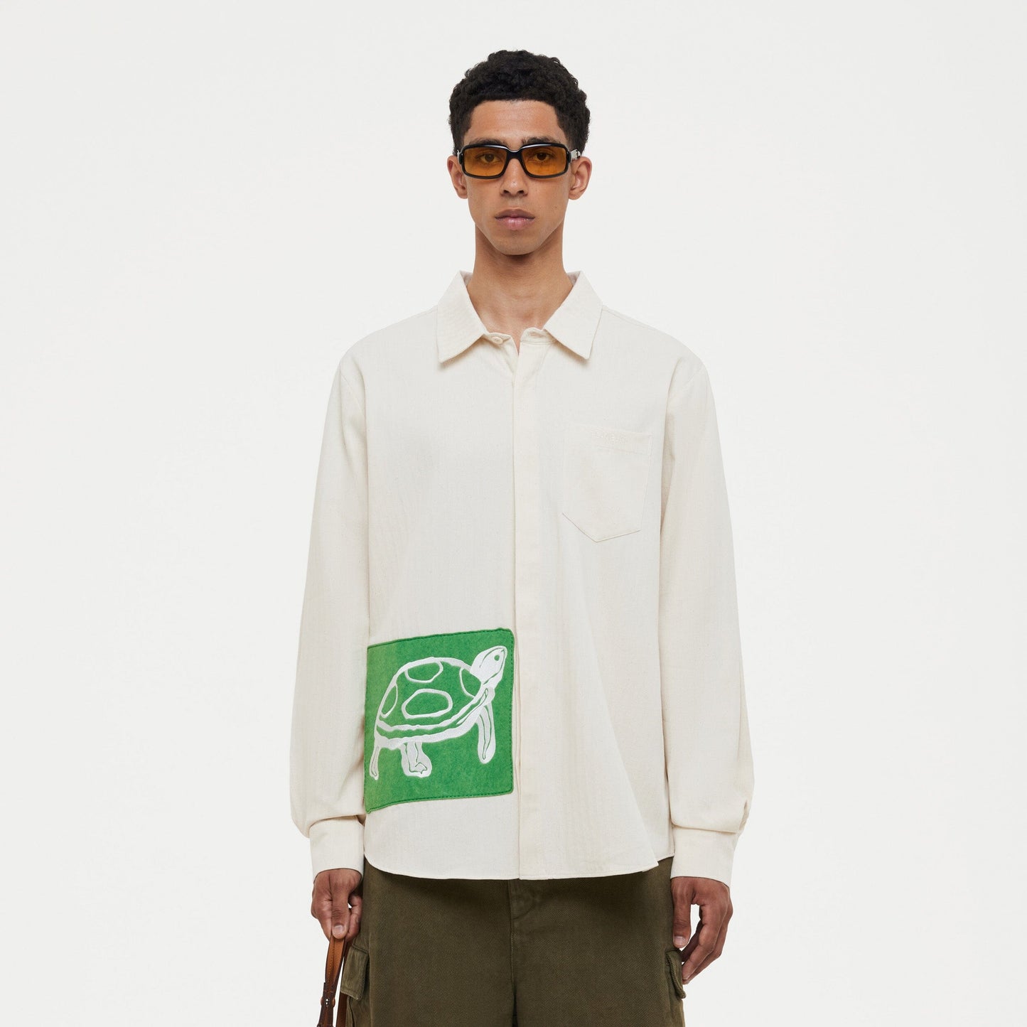 Embroidered Turtle Shirt Ecru