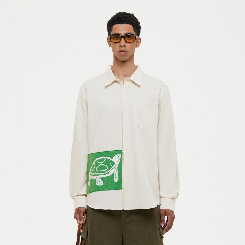 Embroidered Turtle Shirt | Ecru