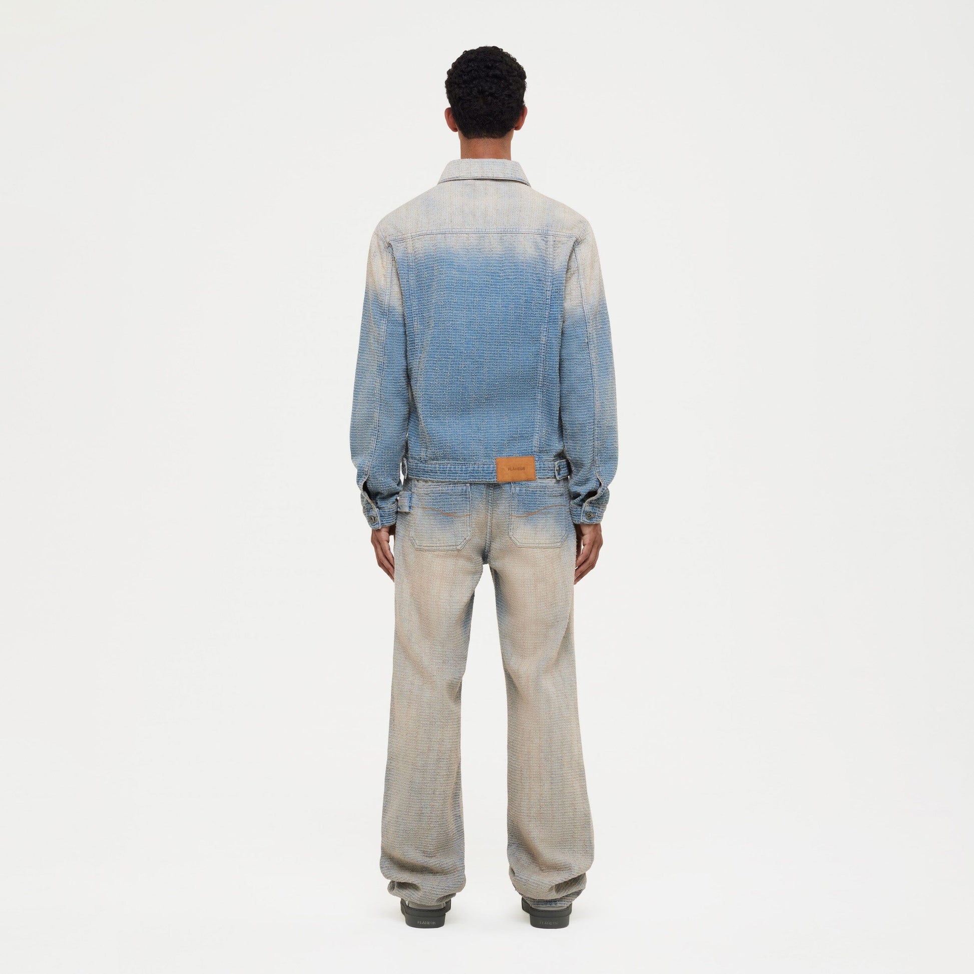 Faded Tweed Denim Jacket | Light Blue