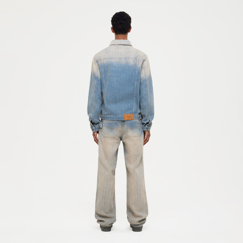 Faded Tweed Denim Jacket | Light Blue