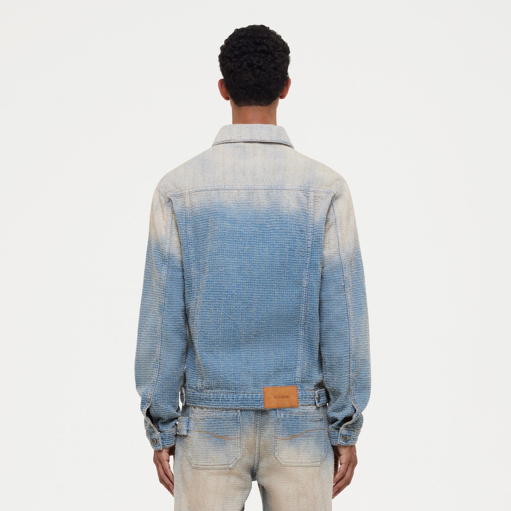 Faded Tweed Denim Jacket | Light Blue