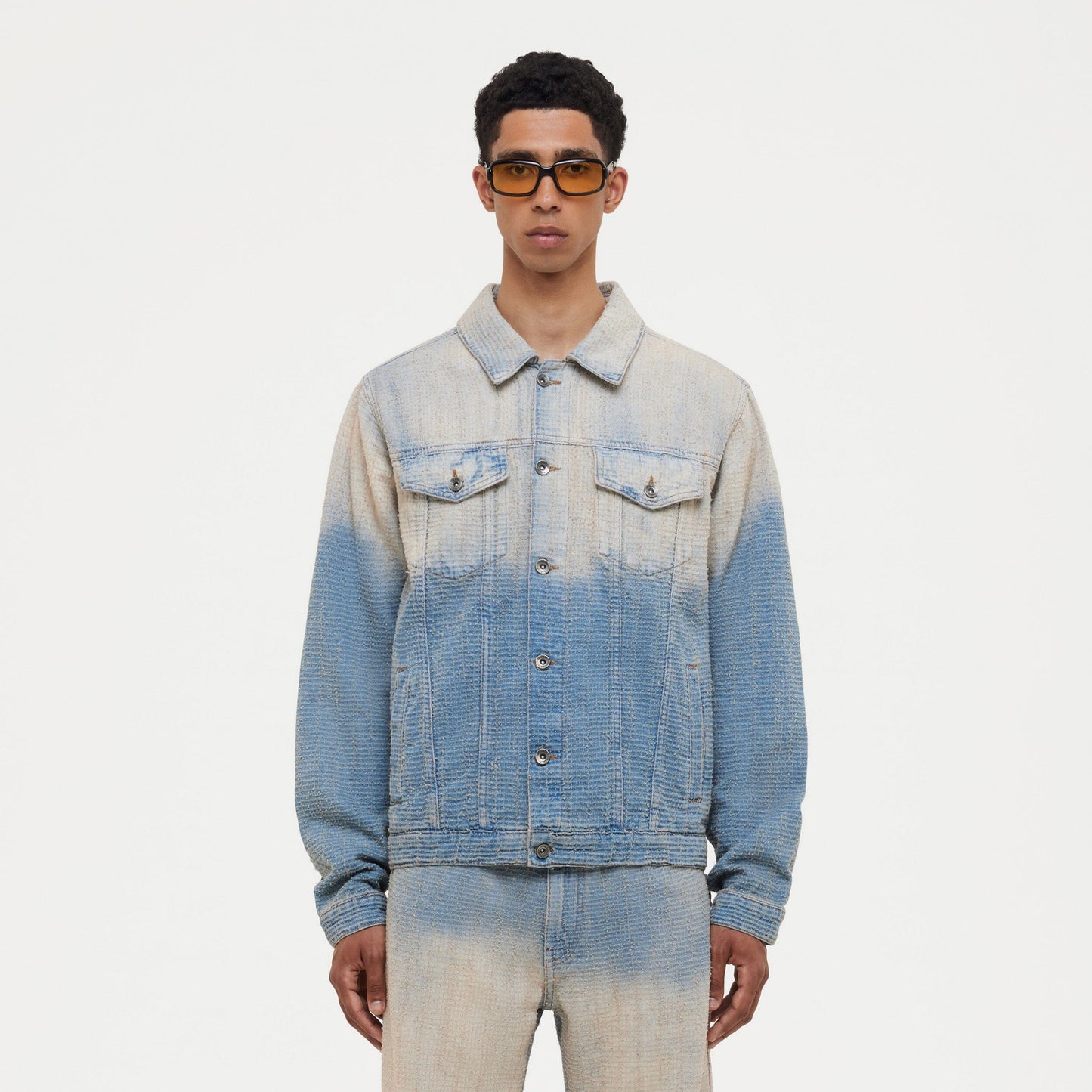 Faded Tweed Denim Jacket Light blue