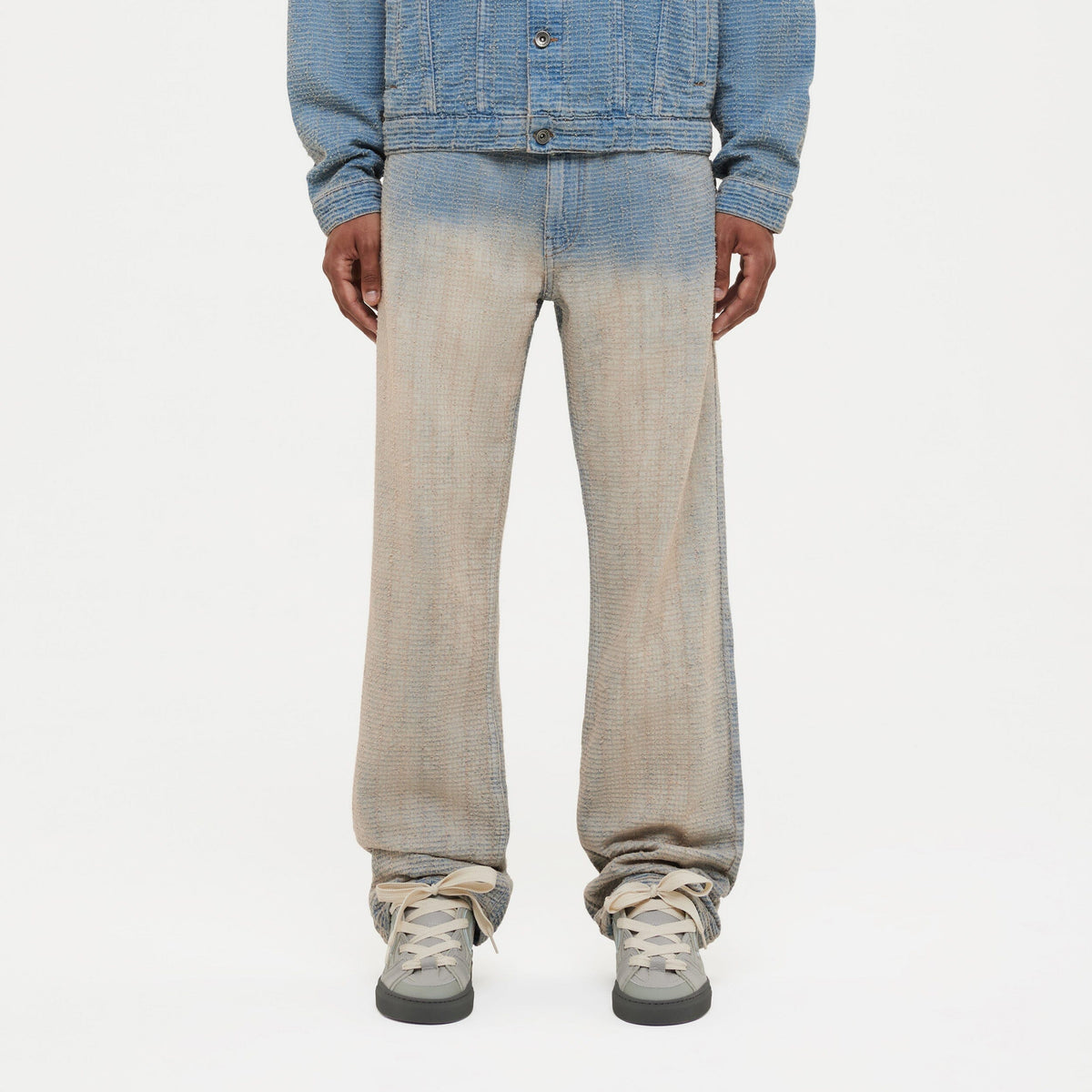Faded Tweed Denim Jeans | Light Blue
