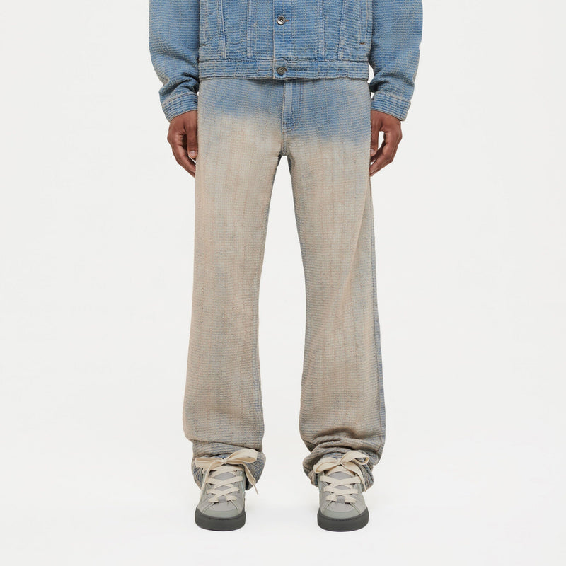 Faded Tweed Denim Jeans | Light Blue