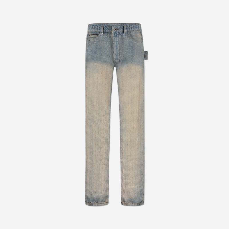 Faded Tweed Denim Jeans | Light Blue