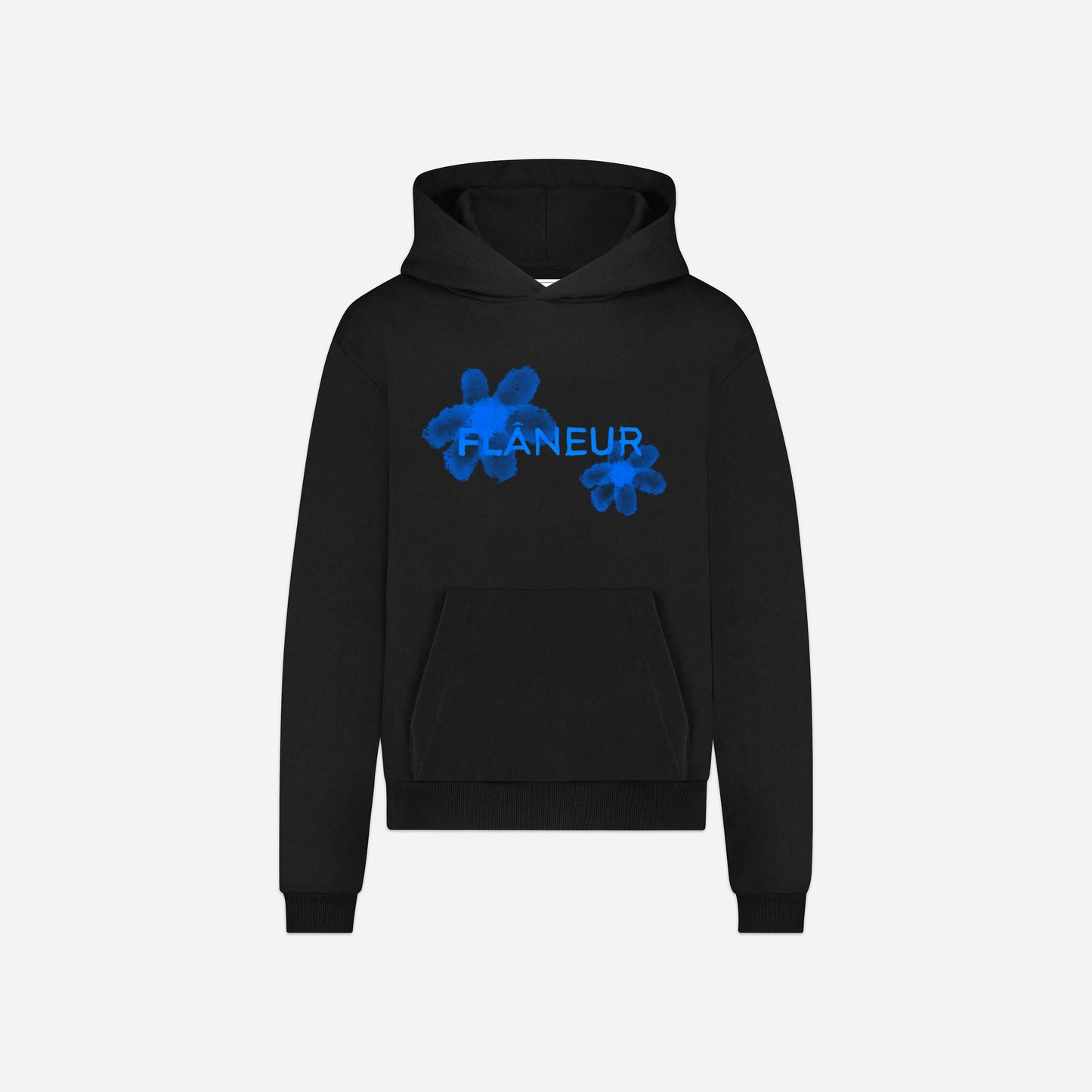 Floral Watercolor Hoodie Schwarz Blau