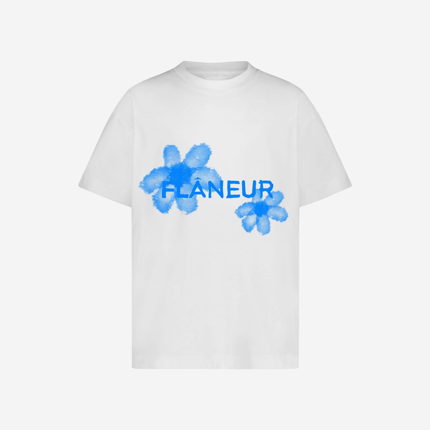 Floral Watercolor T-Shirt Weiß Blau