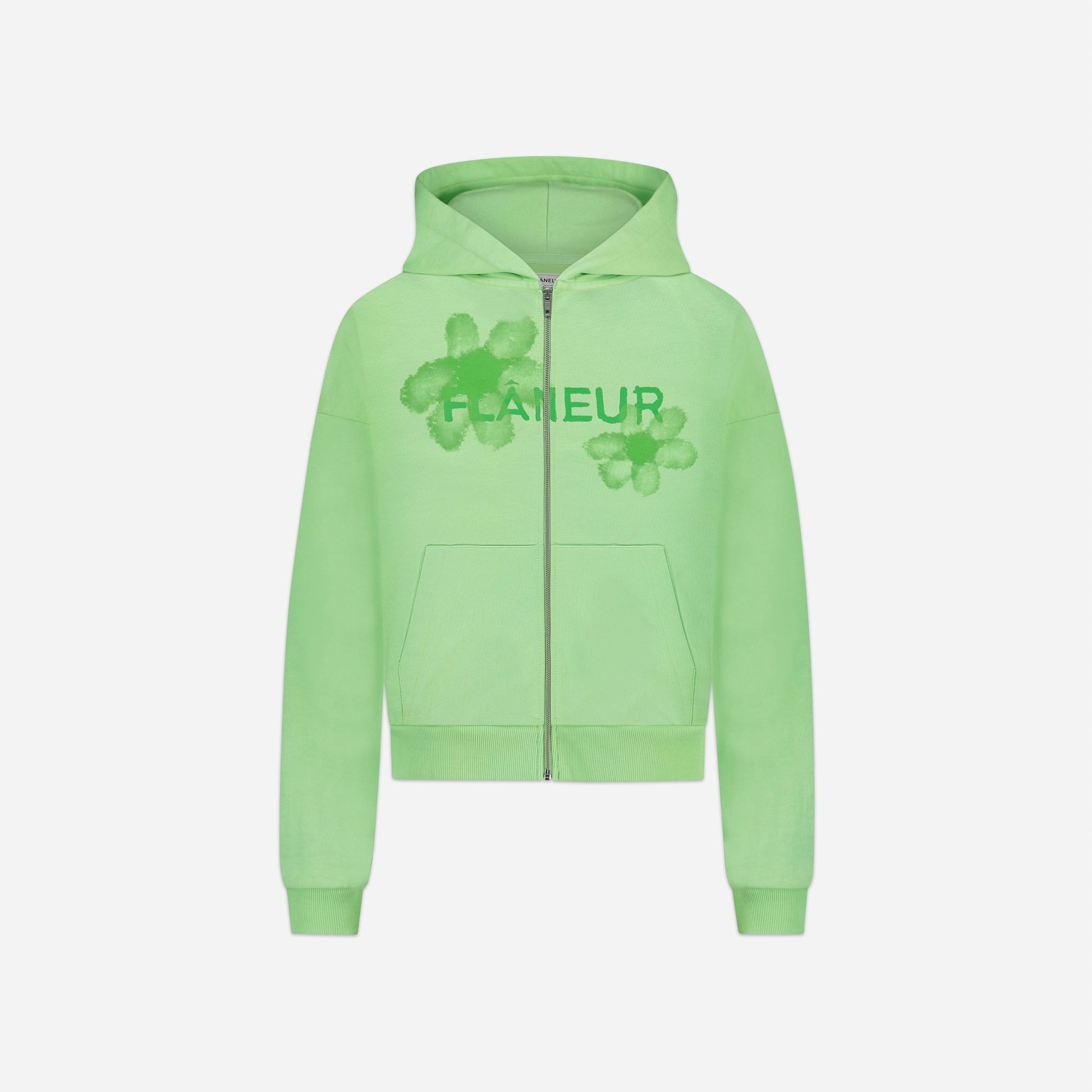 Floral Watercolor Zip-Up Hoodie | Green