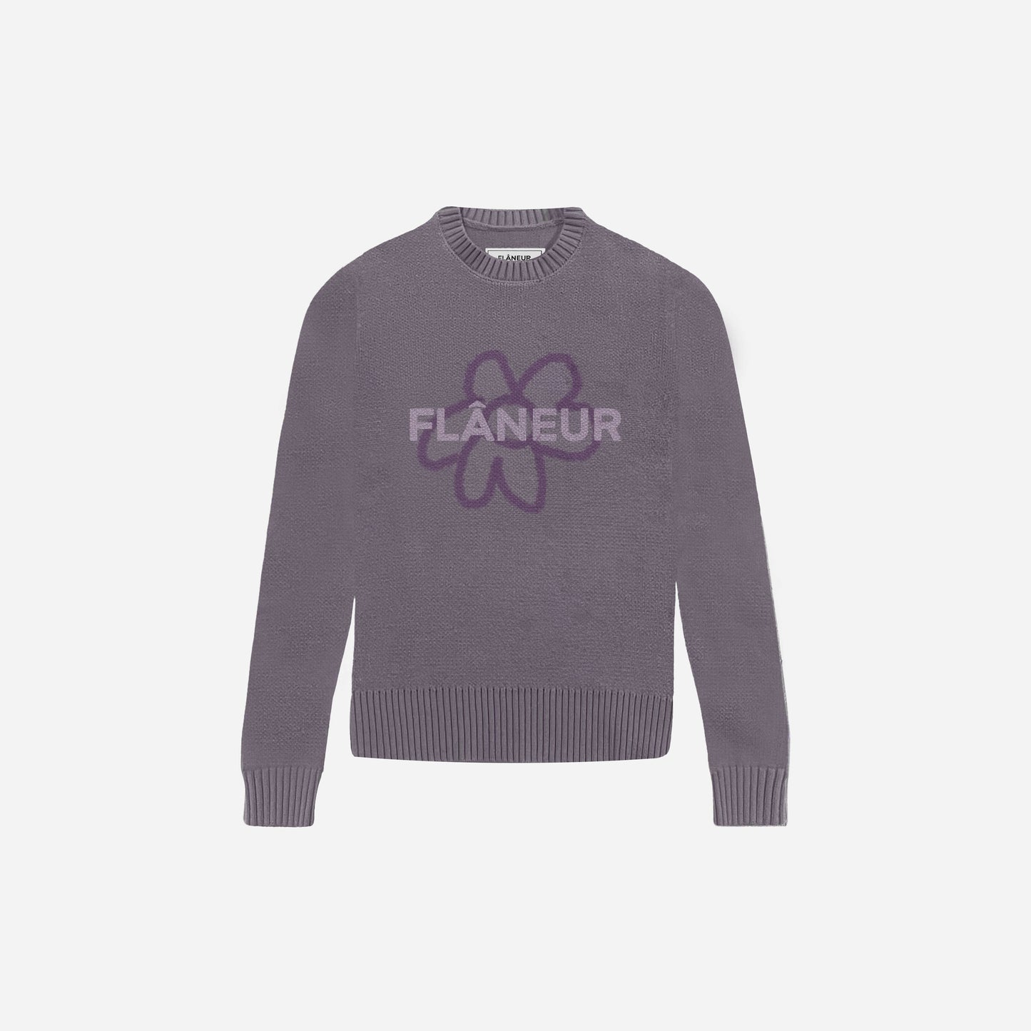 Flower Doodle Jacquard Sweater Purple