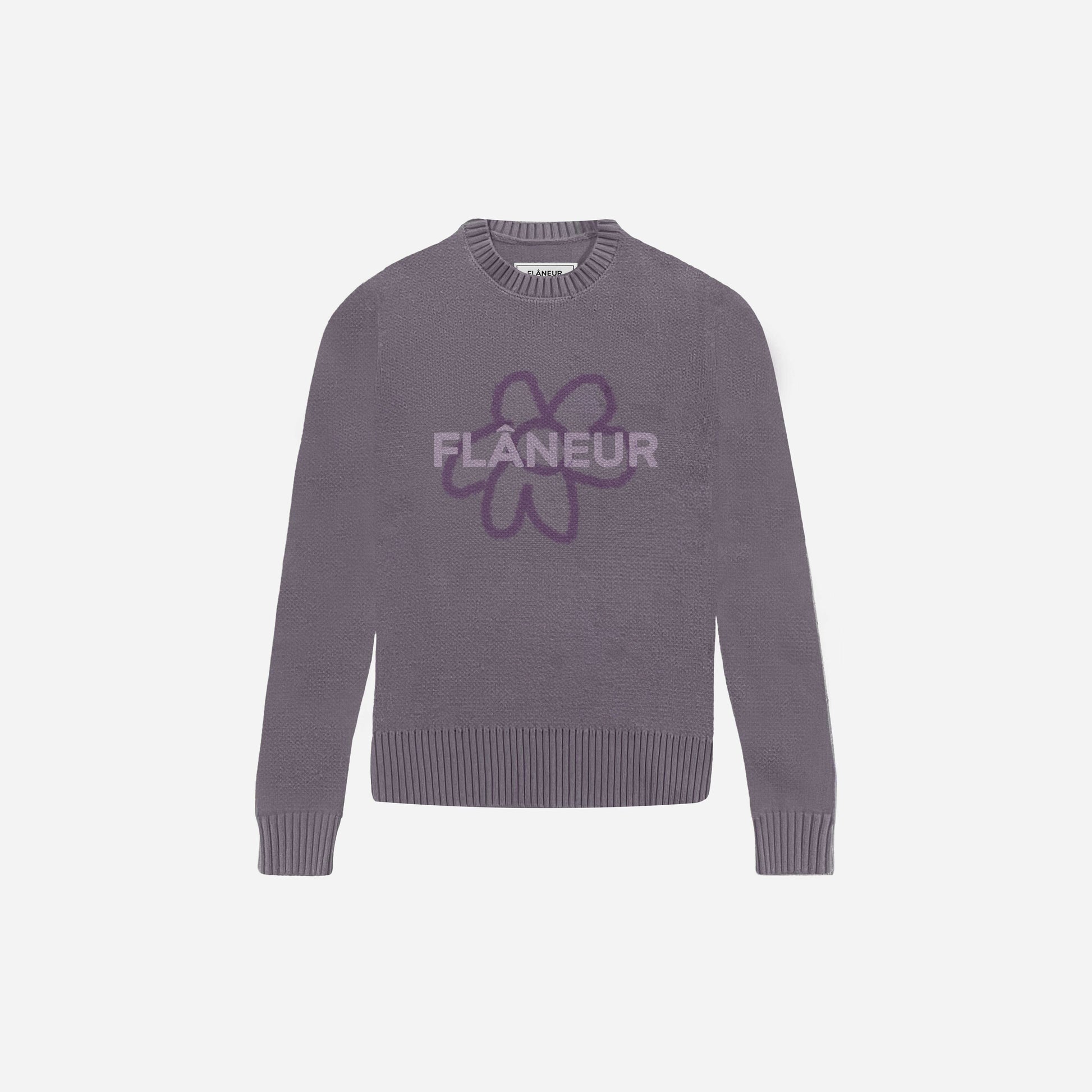 Flower Doodle Jacquard Sweater | Purple