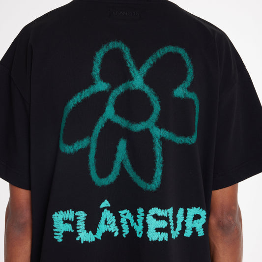 Flower Doodle T-Shirt Black