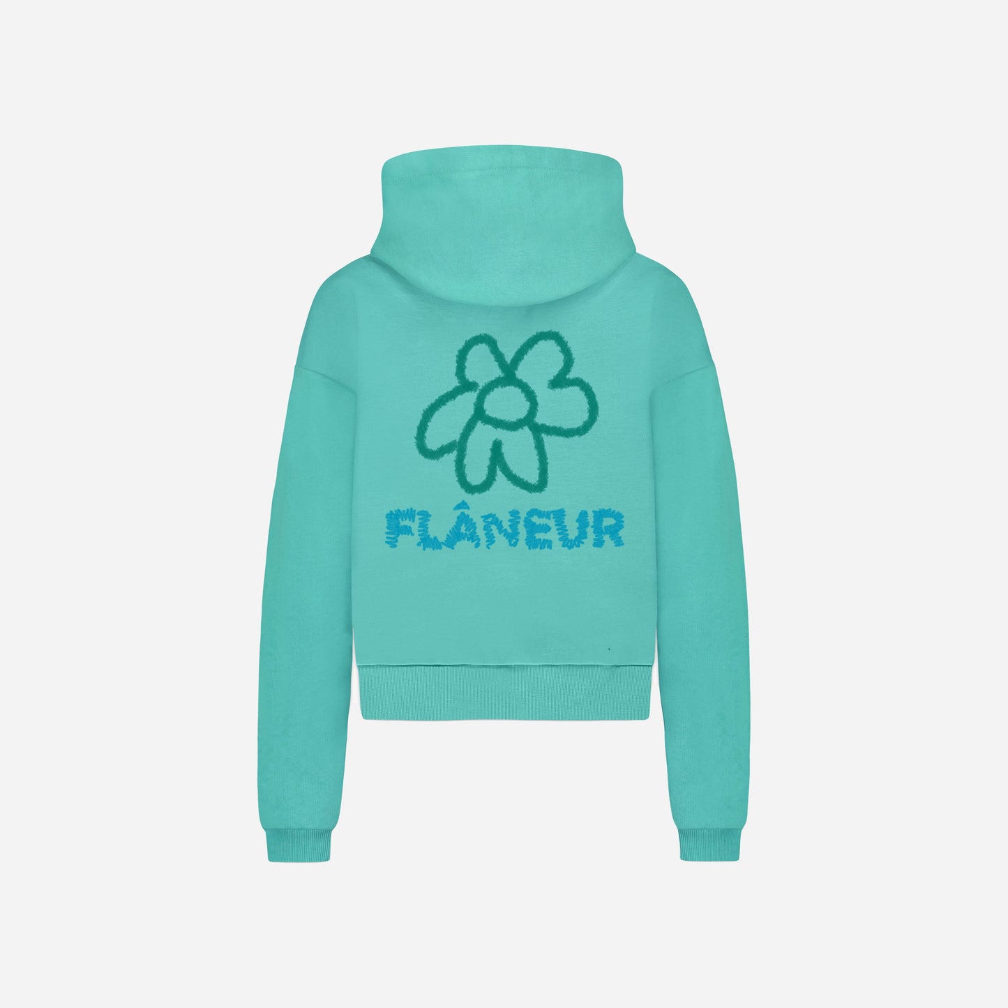 Flower Doodle Zip-up Hoodie Green