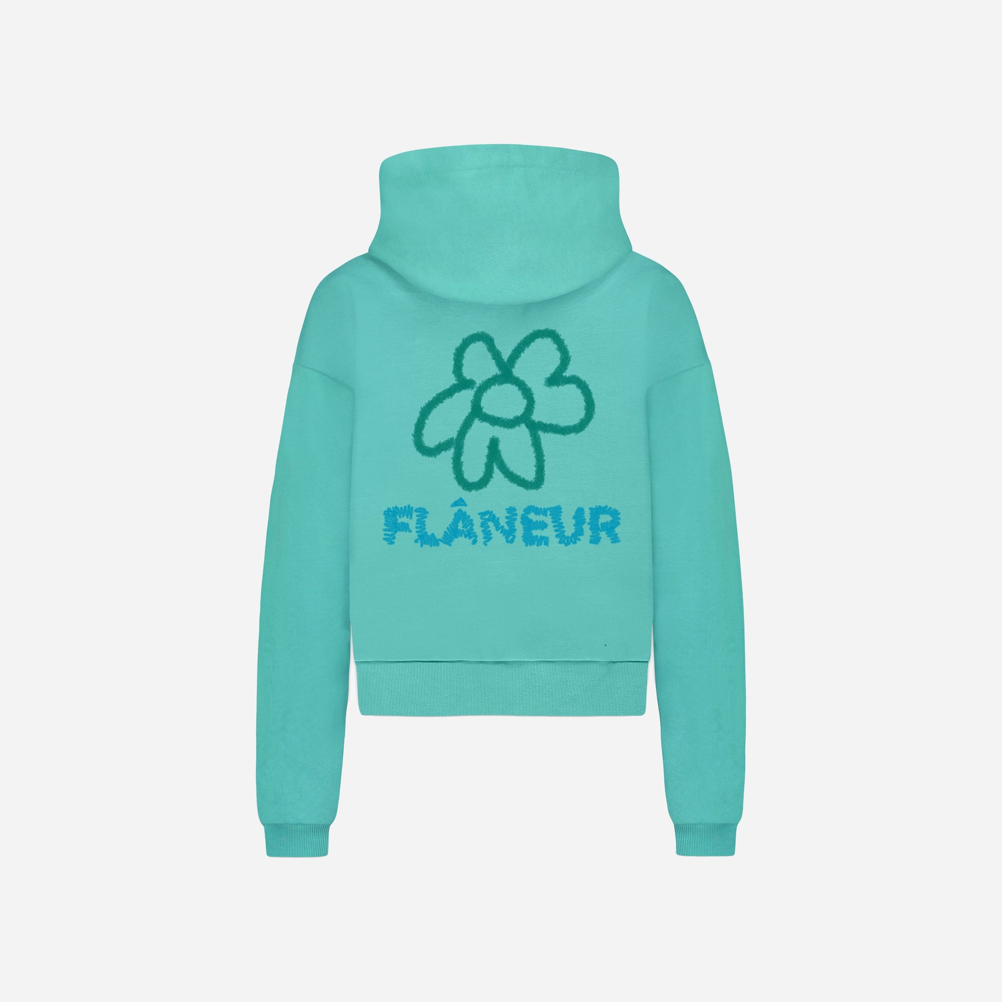 Flower Doodle Zip-up Hoodie Green