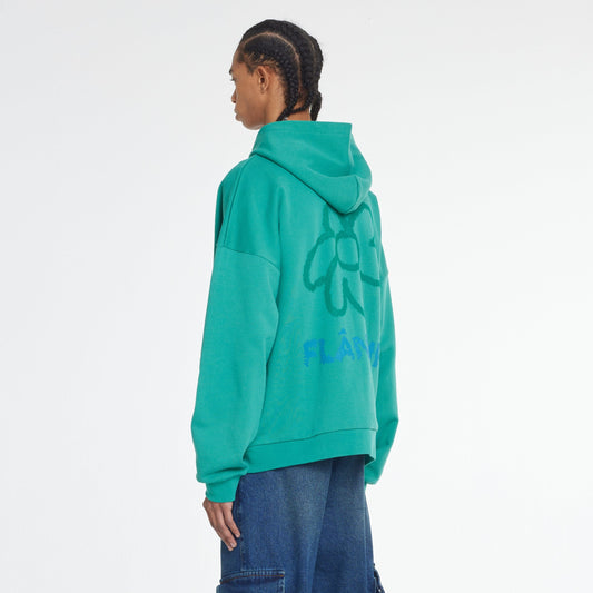 Flower Doodle Zip-up Hoodie Green