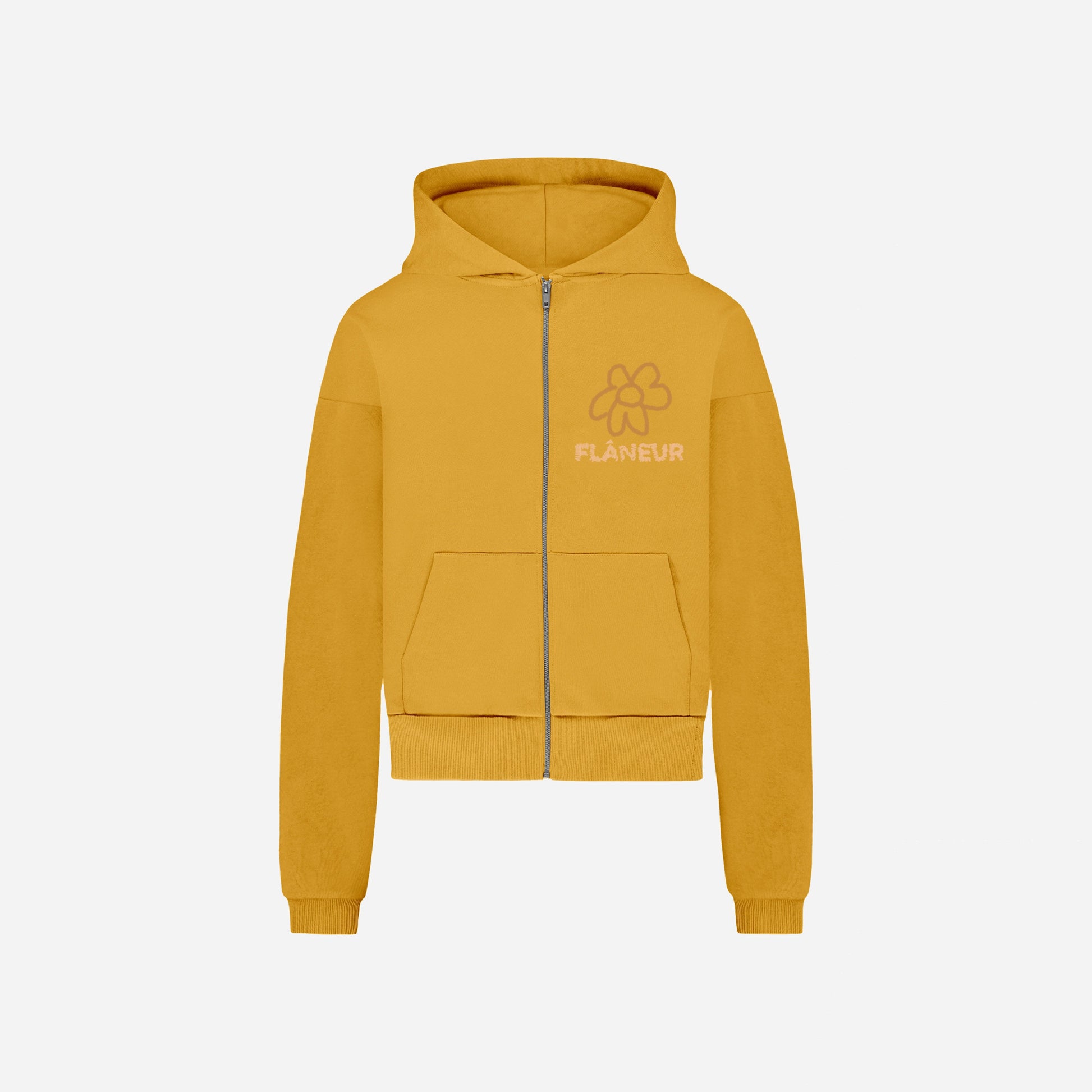 Flower Doodle Zip-up Hoodie Orange