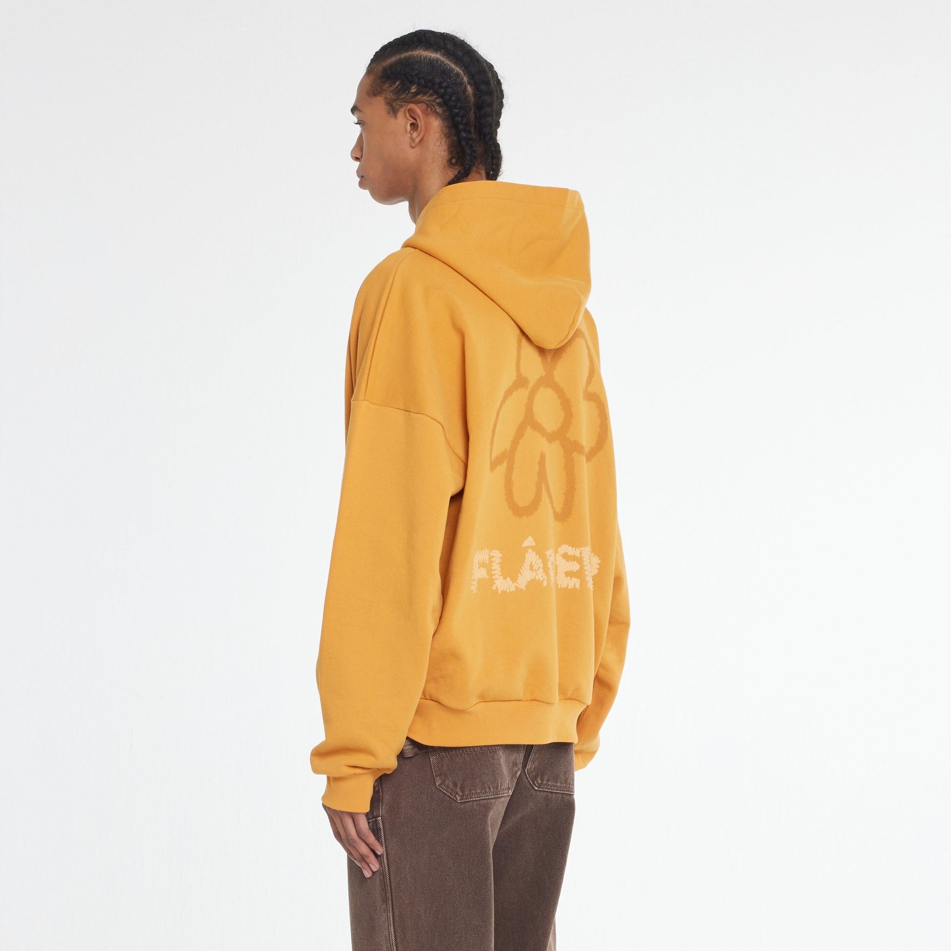 Flower Doodle Zip-up Hoodie Orange