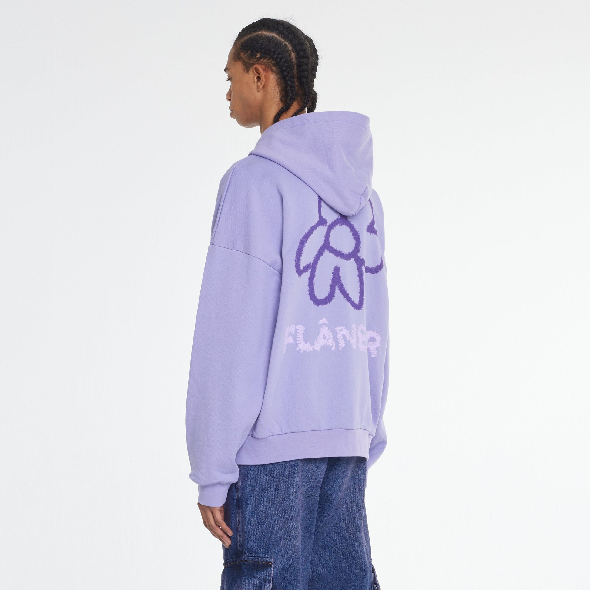 Flower Doodle Zip-up Hoodie Purple