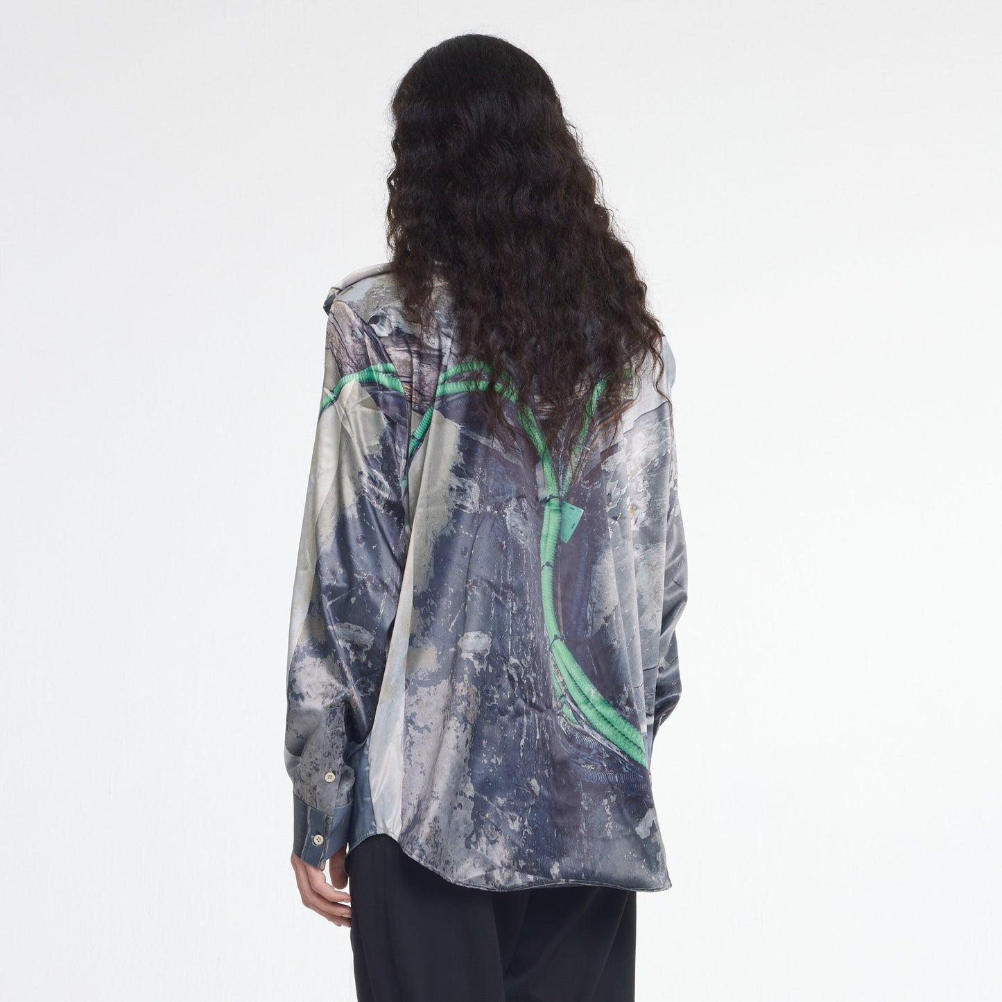 Hooded Street Image Viscose Shirt | Multi