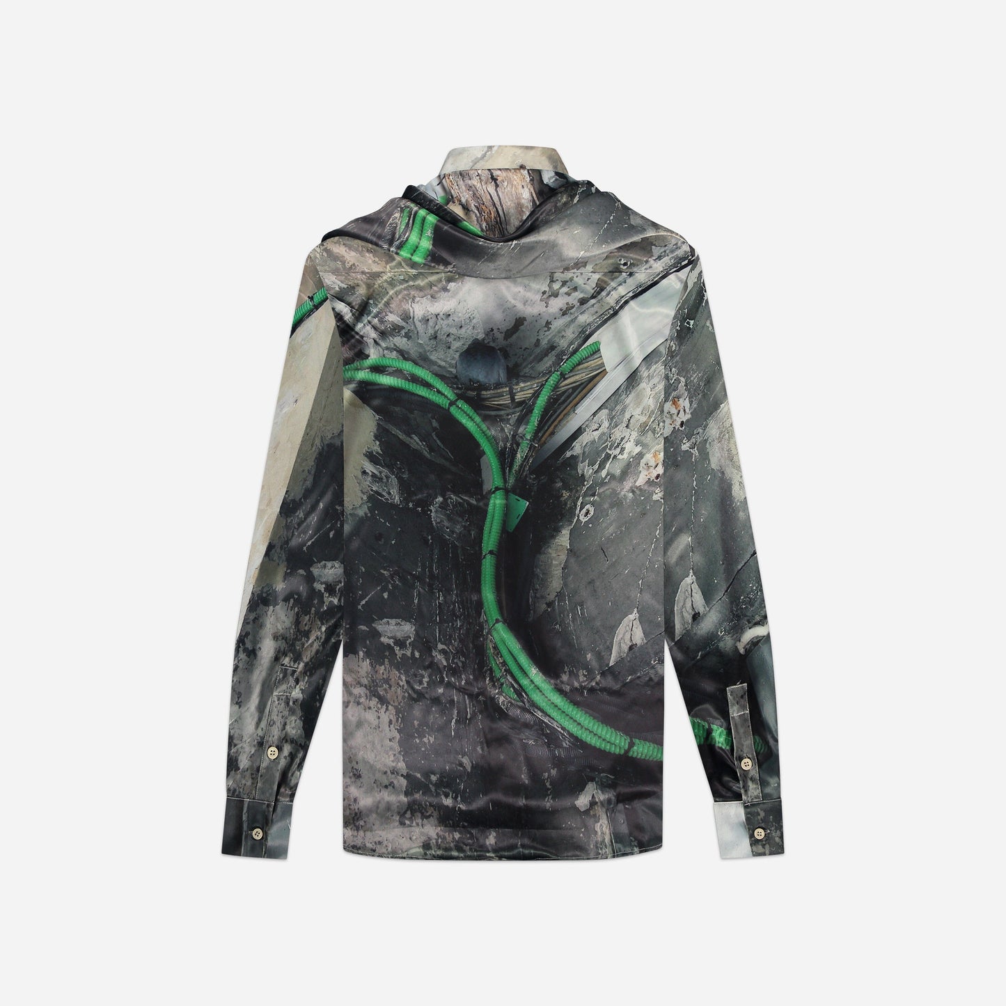 Hooded Street Image Viscose Shirt | Multi