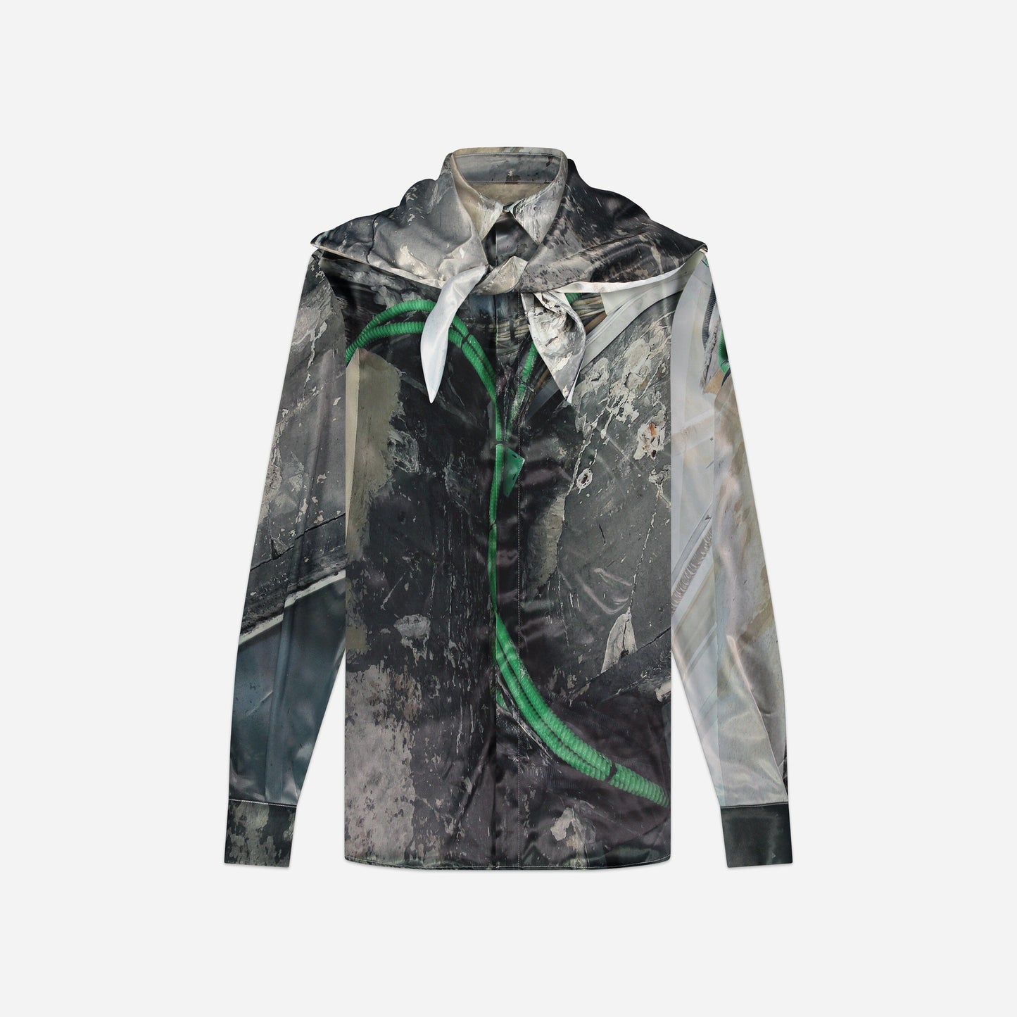 Hooded Street Image Viscose Shirt | Multi