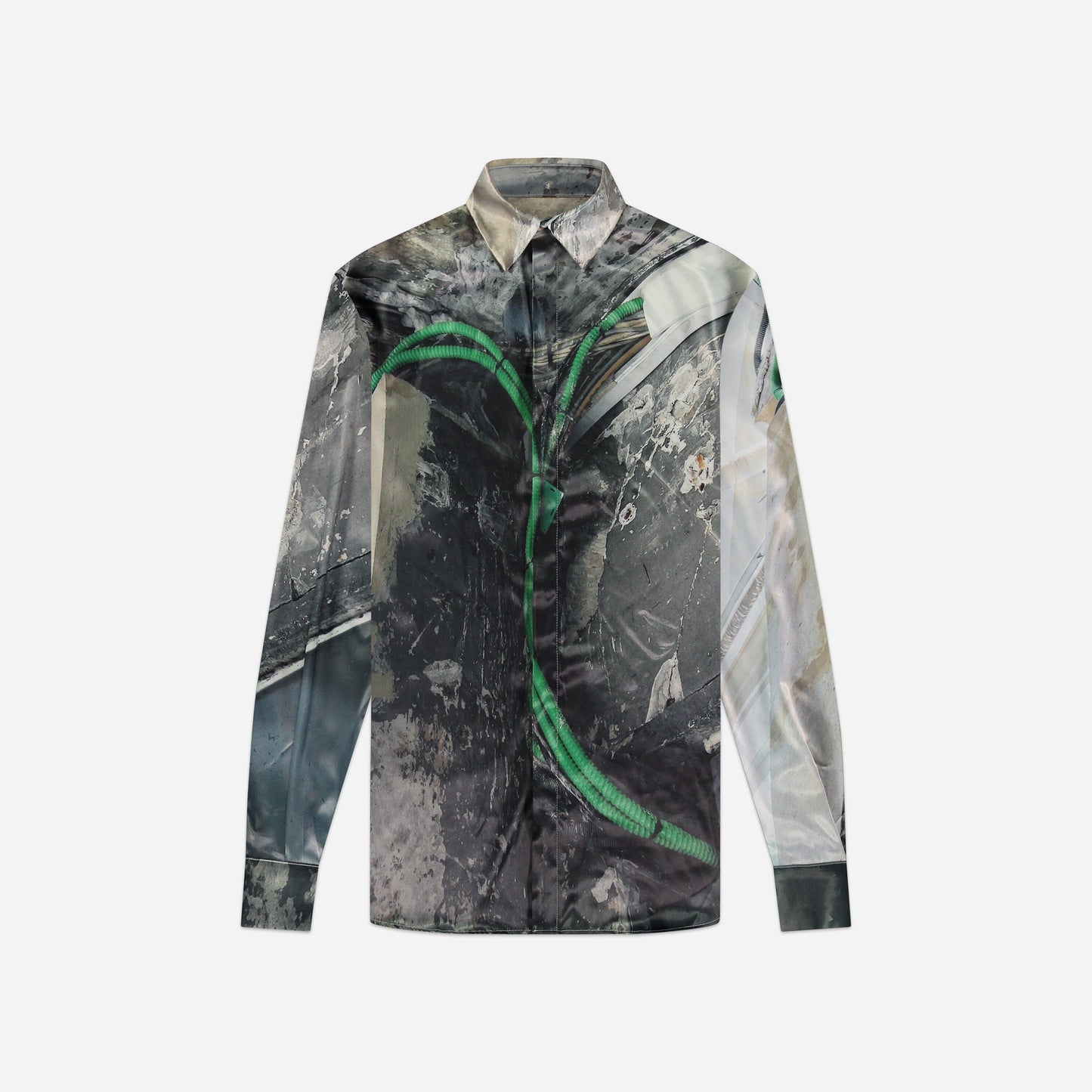 Hooded Street Image Viscose Shirt | Multi