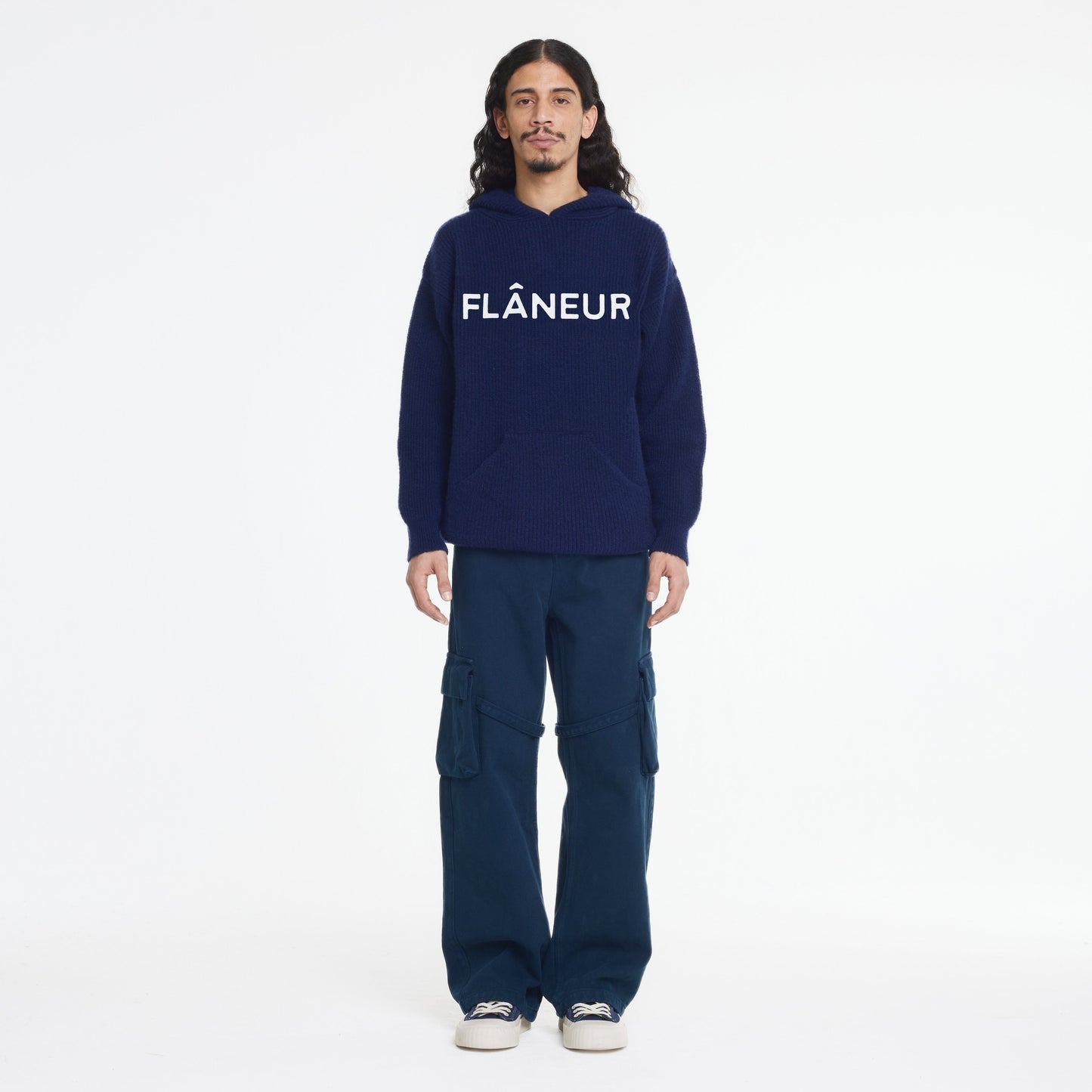 Knitted Logo Hoodie Navy